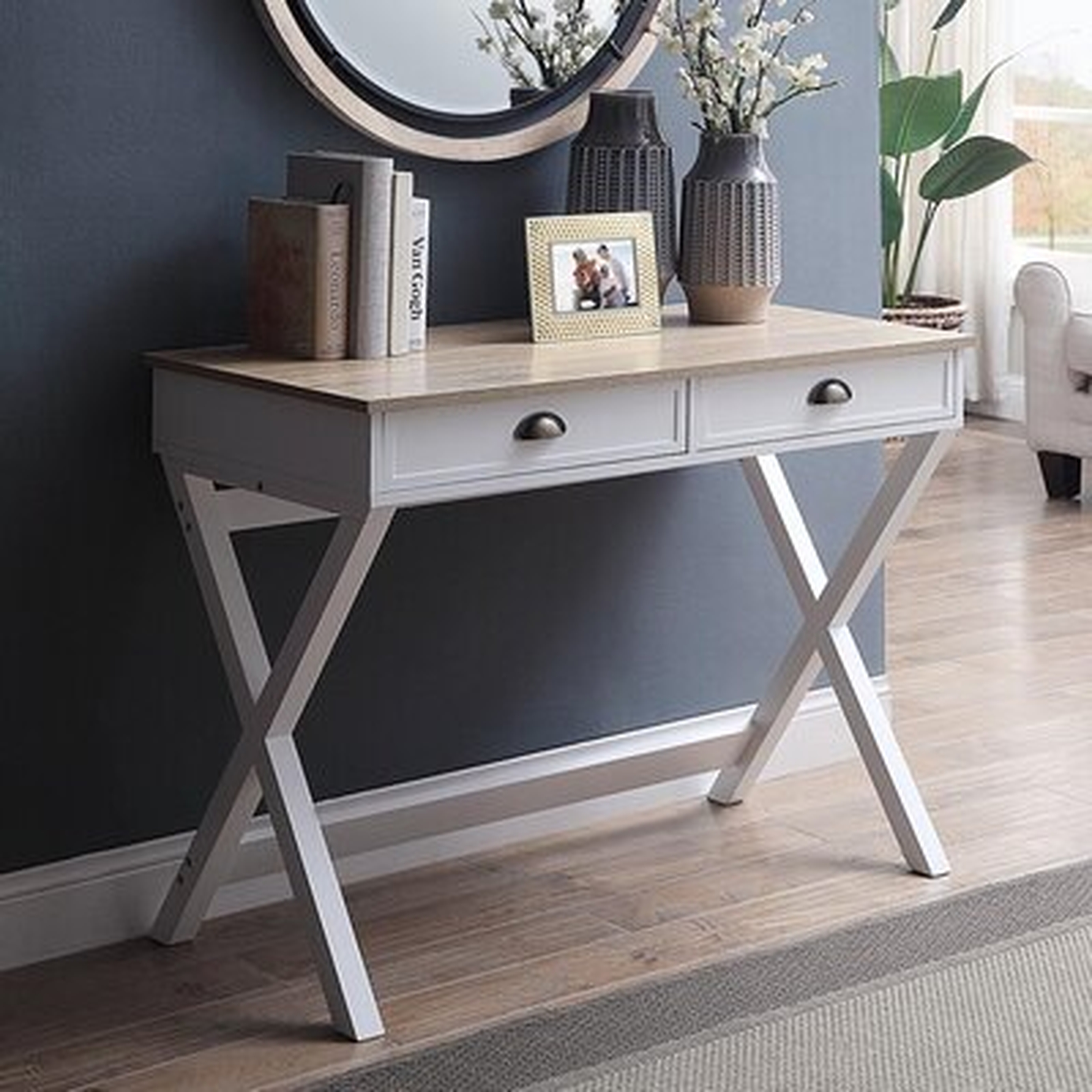 Longshore Tides White Console Table With Drawers, 40" Small Console Tables For Entryway, Pre Assembled White Desk Top - Wayfair