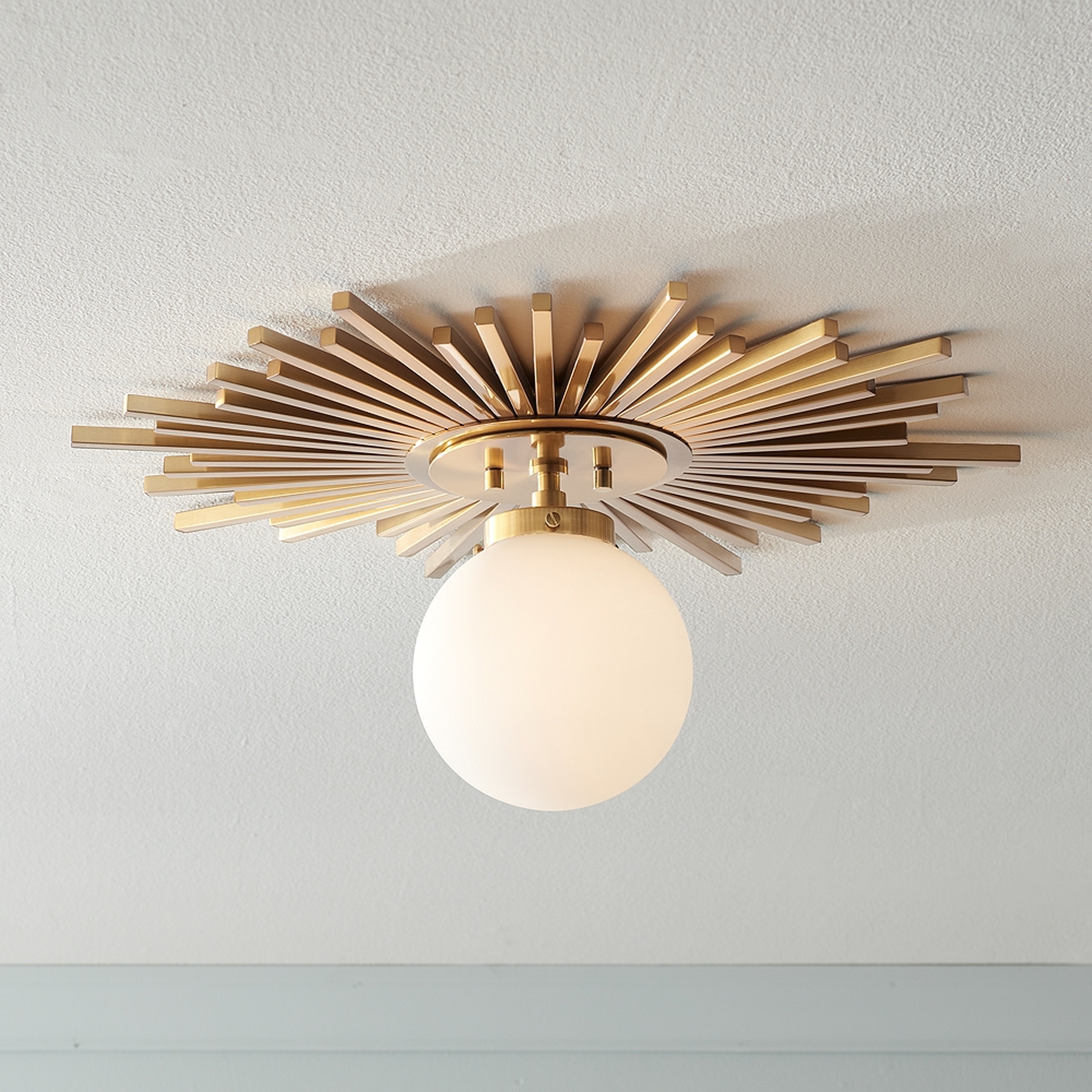 Possini Euro Hazel 24" Wide Sunburst Warm Antique Brass Ceiling Light - Lamps Plus