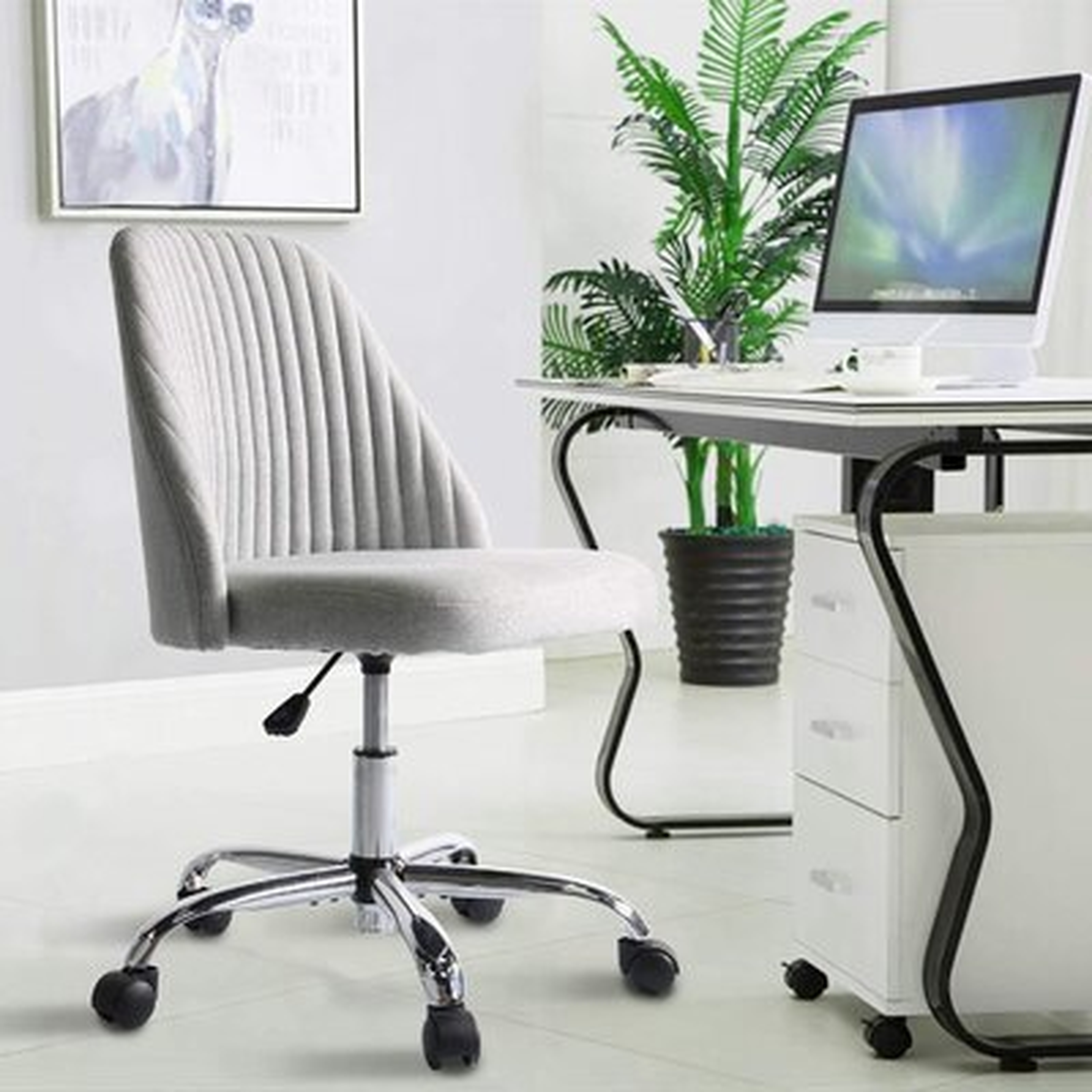 Modern Twill Fabric Chair Adjustable Desk Chair Mid-back Task Chair Ergonomic Office Chair - Wayfair