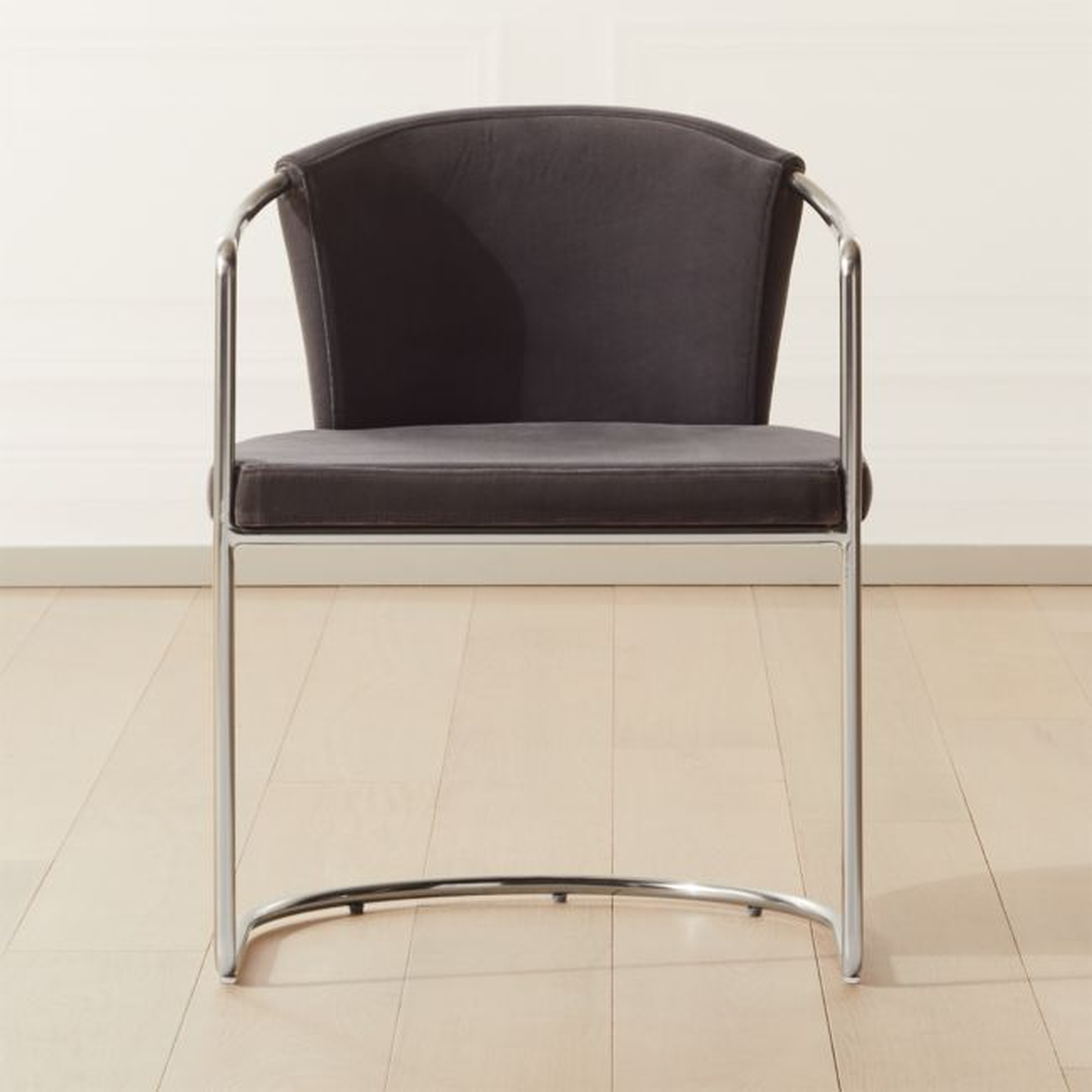 Cleo Grey Velvet Cantilever Chair - CB2