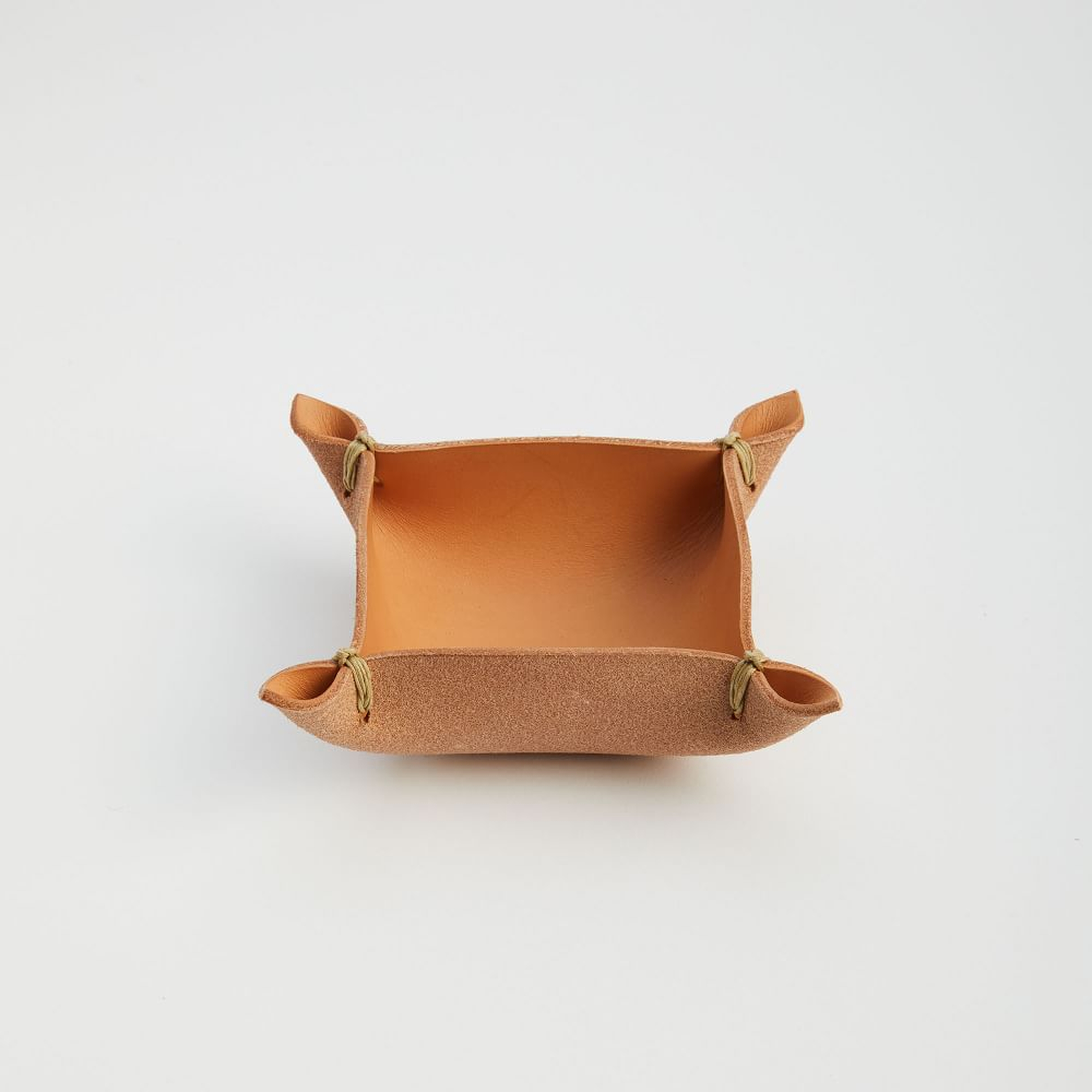 Made Solid Four Corners Leather Box, 6"x6" - West Elm