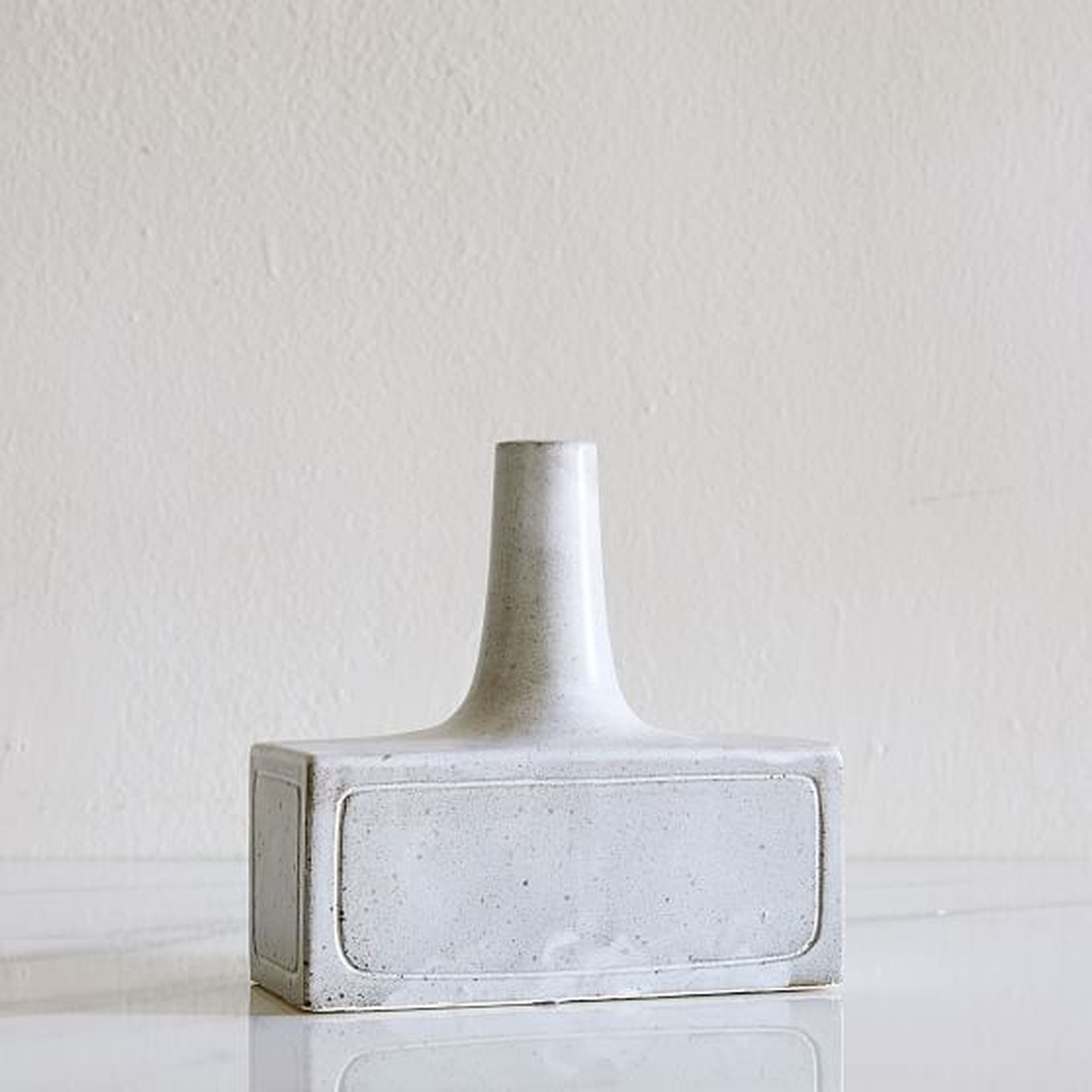 Textured Linework Vases, Small Rectangle, White &amp; Natural-Individual - West Elm