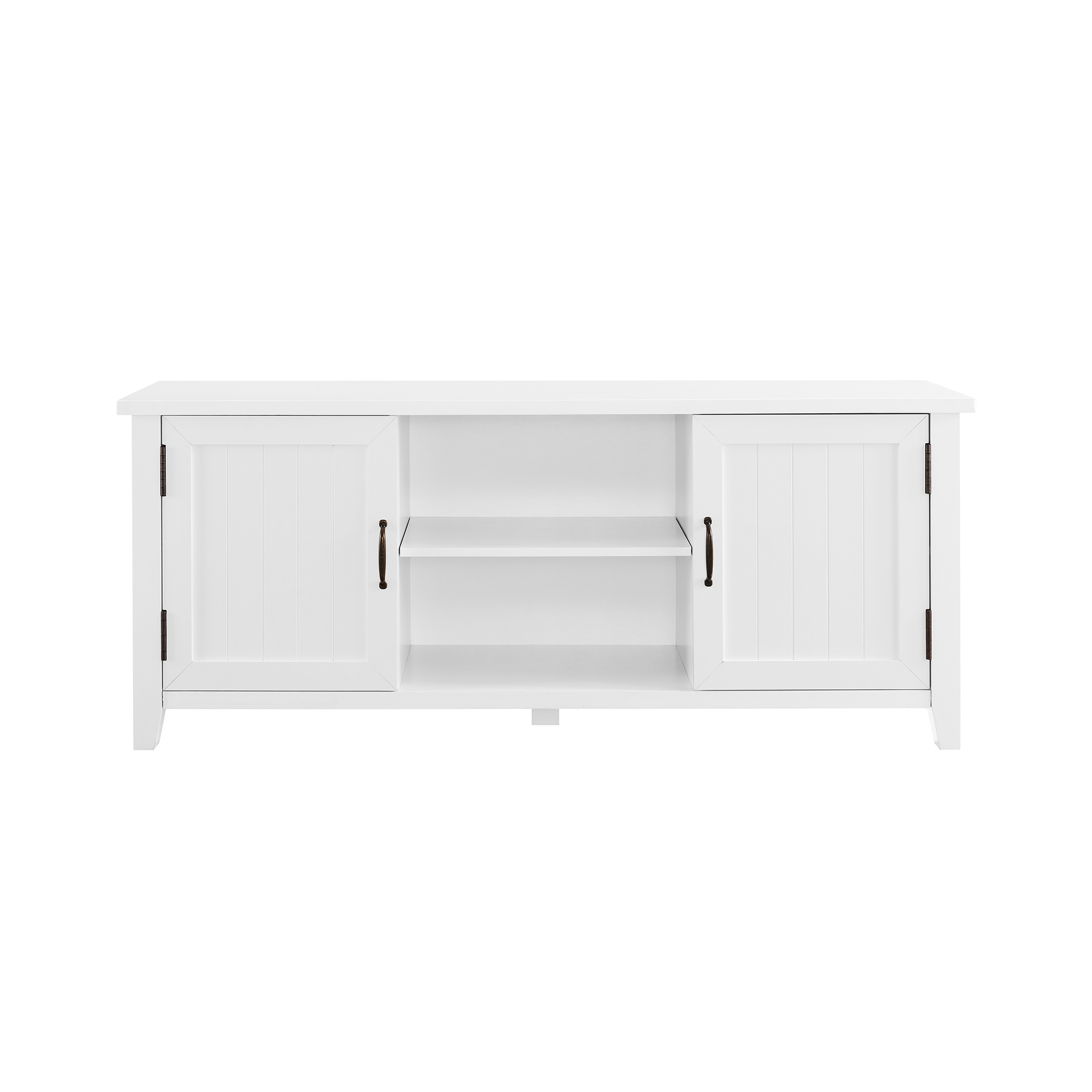 58" Modern Farmhouse Grooved 2 Door TV Stand - Solid White - Walker Edison