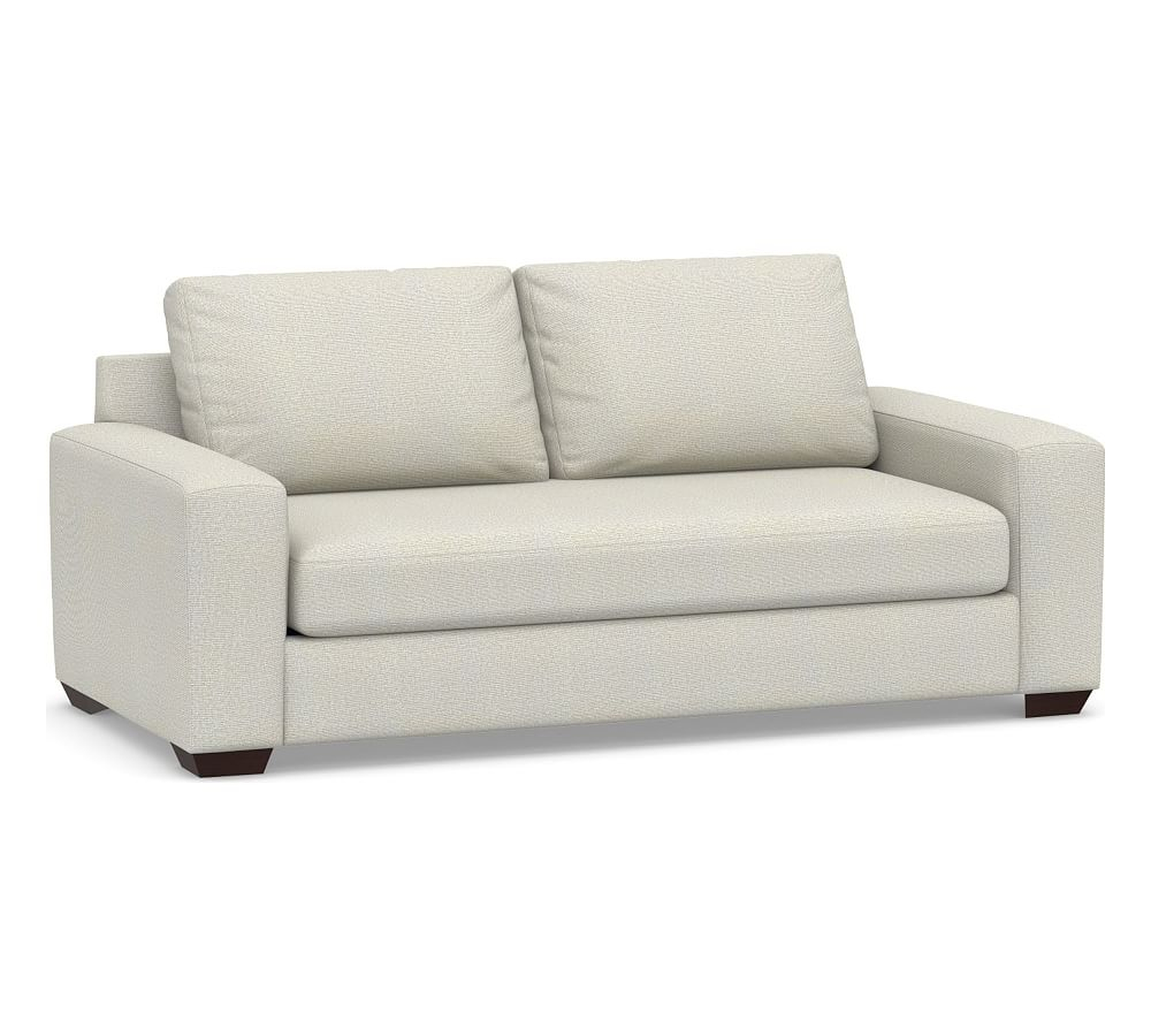 Big Sur Square Arm Upholstered Sofa 82" with Bench Cushion, Down Blend Wrapped Cushions, Performance Heathered Basketweave Dove - Pottery Barn