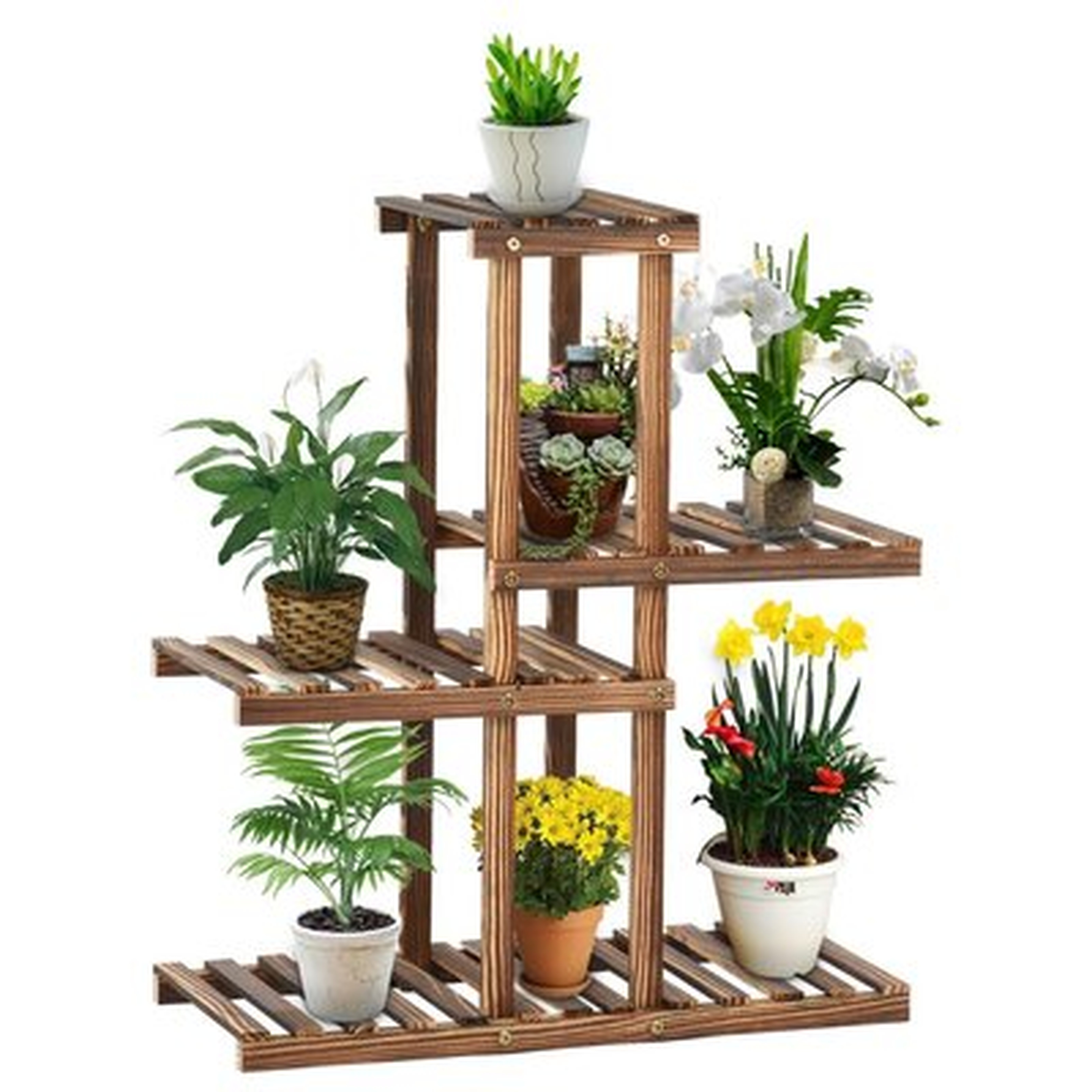 Wood Plant Stand Indoor Outdoor Plant Shelf Multi Tier Garden Shelf Flower Stand - Wayfair