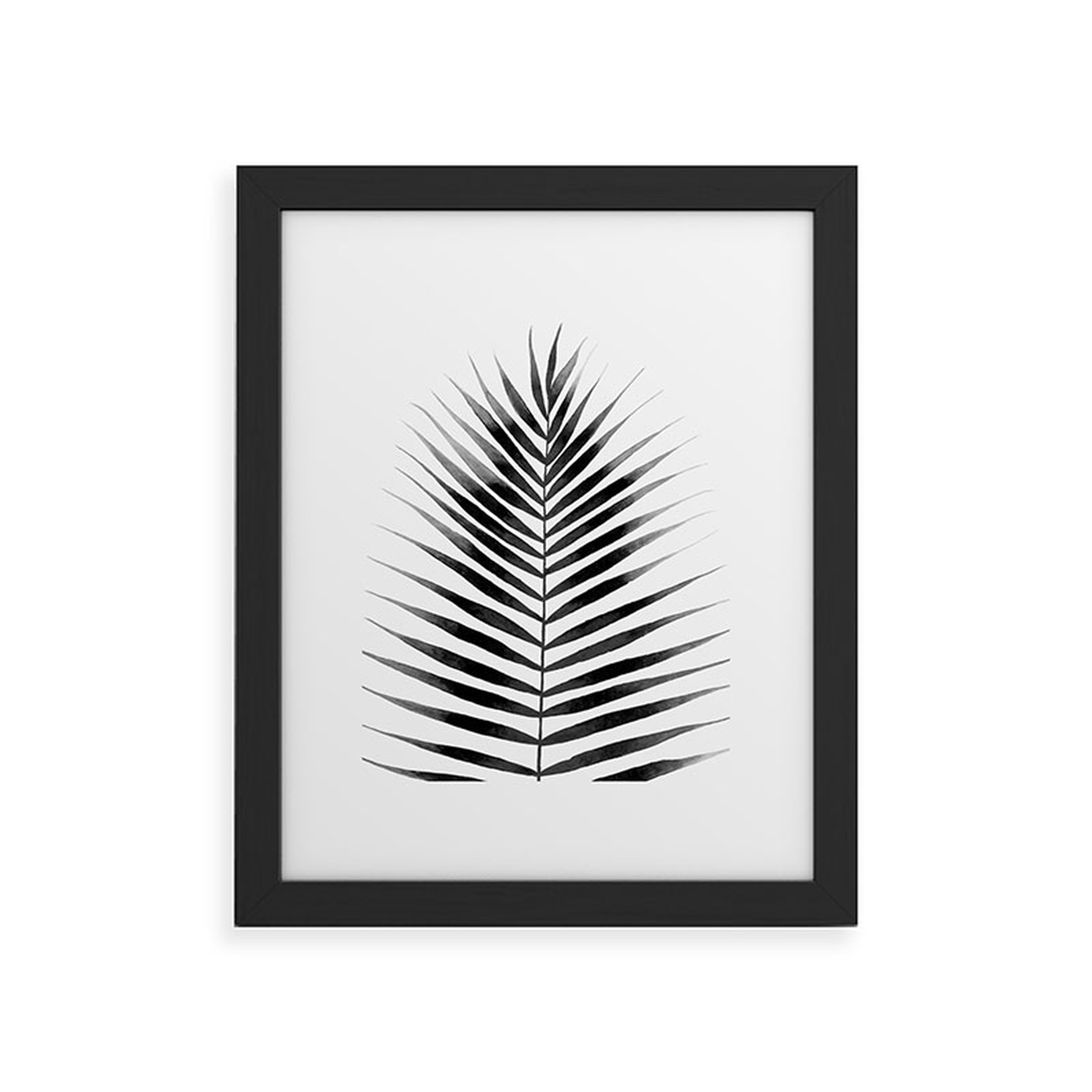 Palm Leaf Watercolor Black And White by Kris Kivu - Framed Art Print Classic Black 11" x 14" - Wander Print Co.