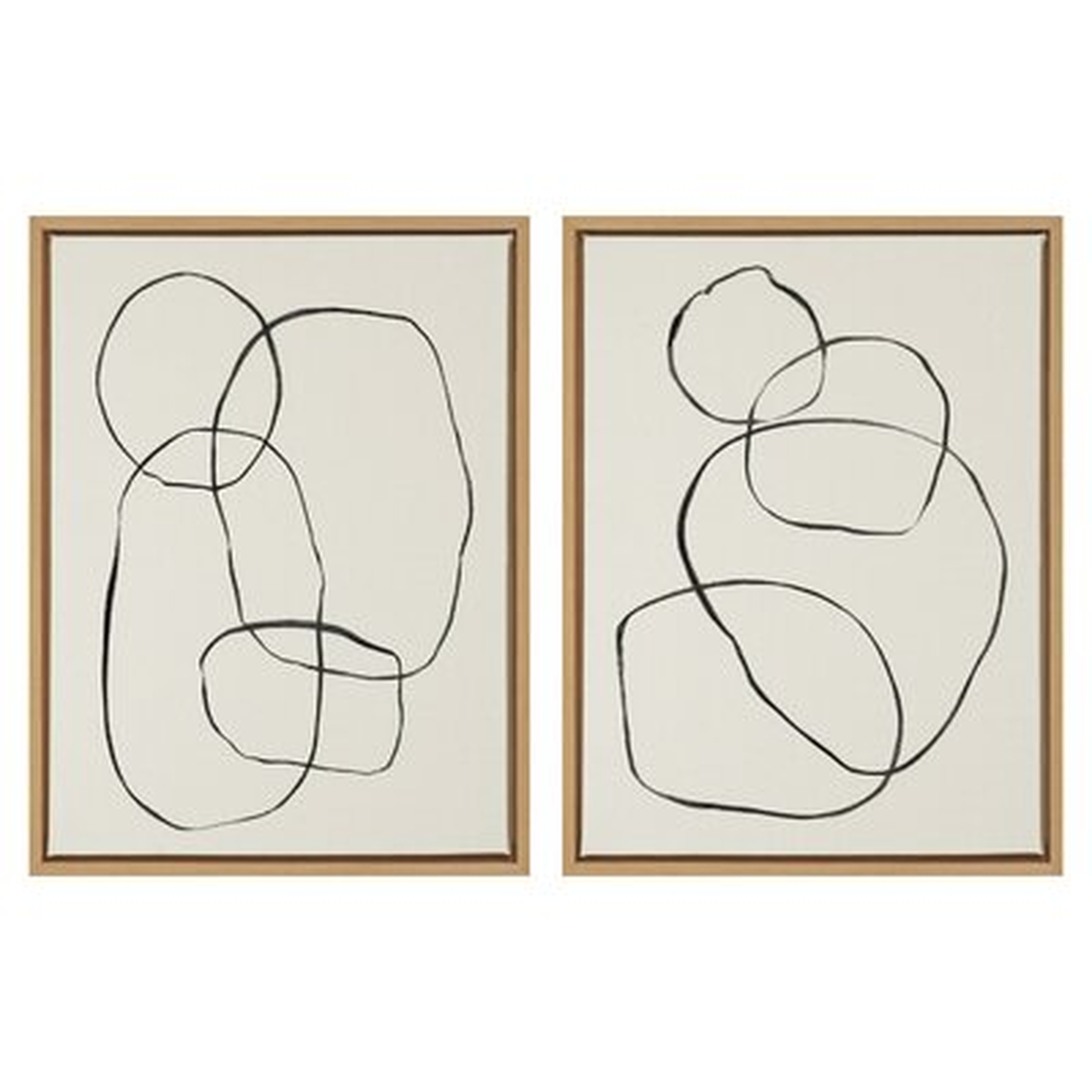 'Circles Flinen' by Teju Reval - 2 Piece  Natural Wood Floater Frame Painting Print on Canvas - Wayfair