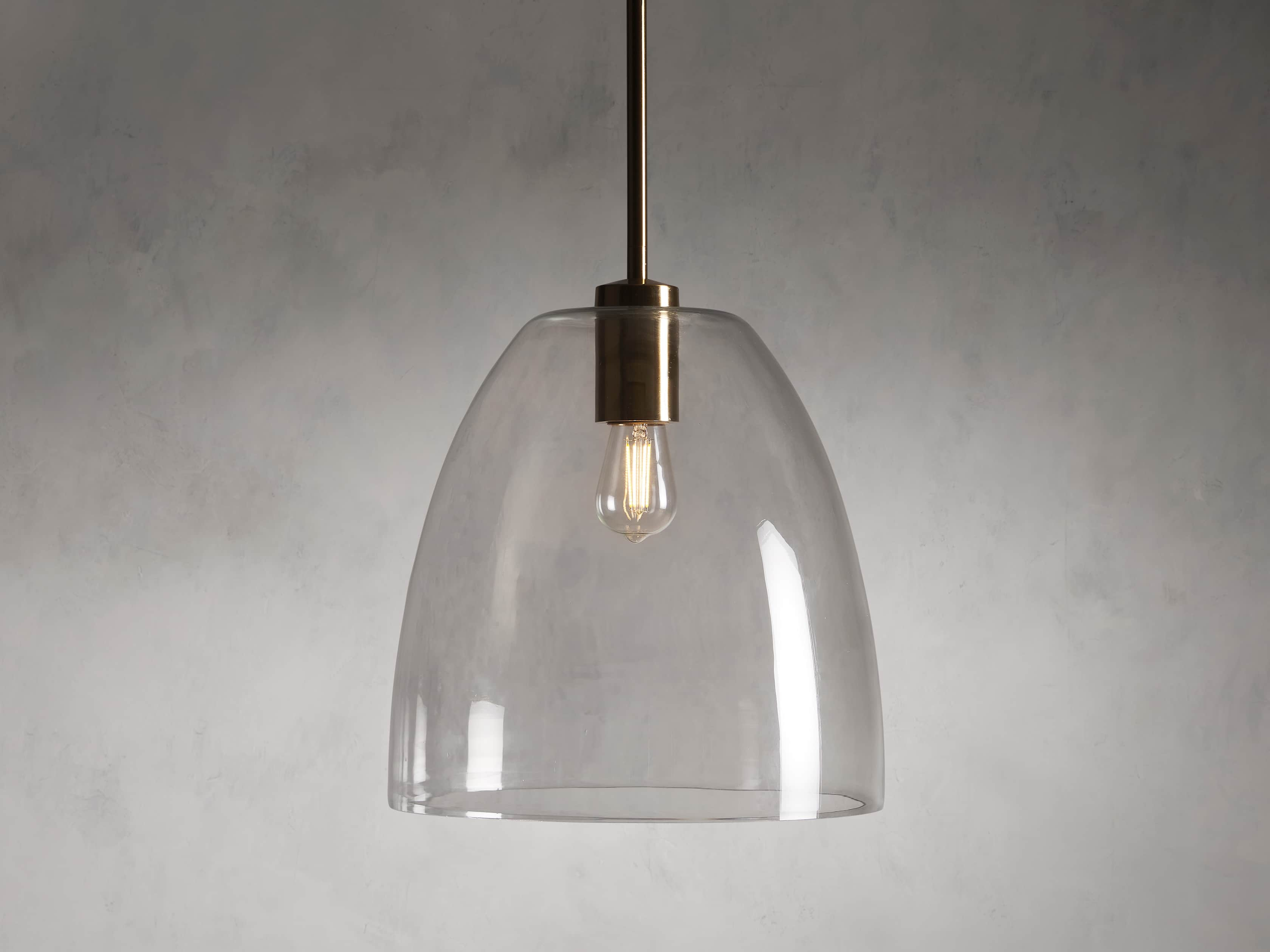 Bauer Cloche Pendant in Glass Brass  Clear - Arhaus
