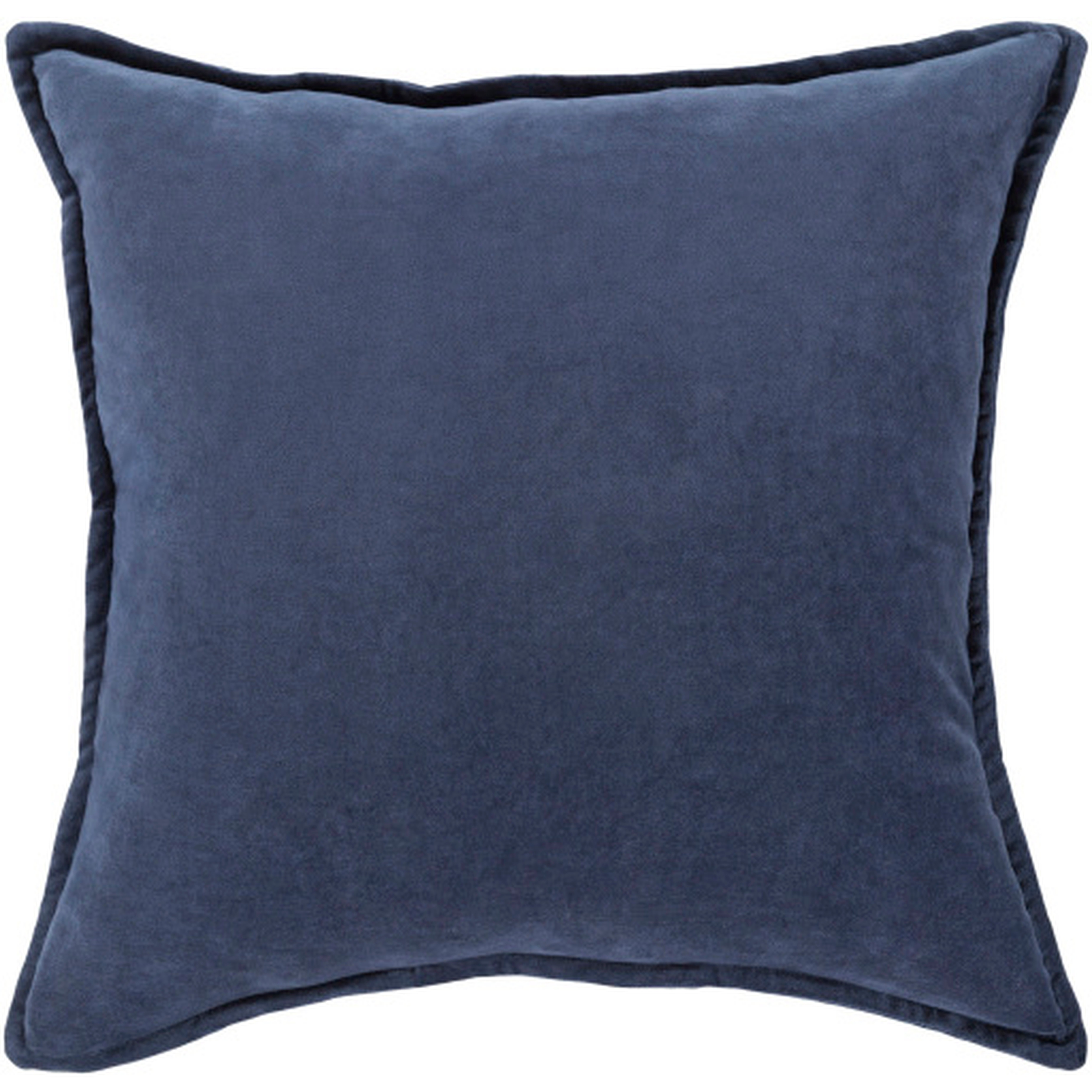 Cotton Velvet Pillow, Down Insert, Blue, 20" x 20" - Neva Home