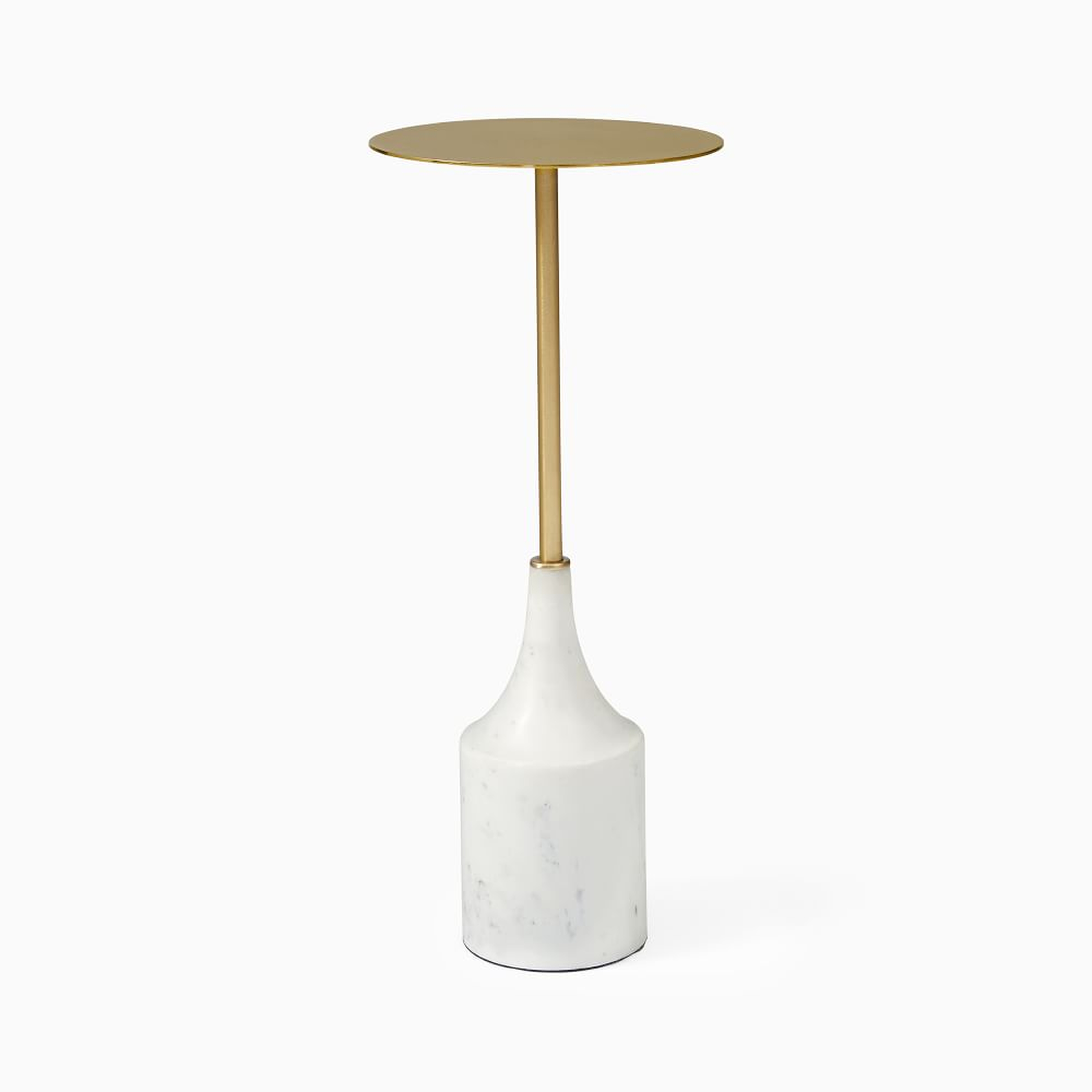 Hudson Drink Table, Antique Brass, White Marble - West Elm