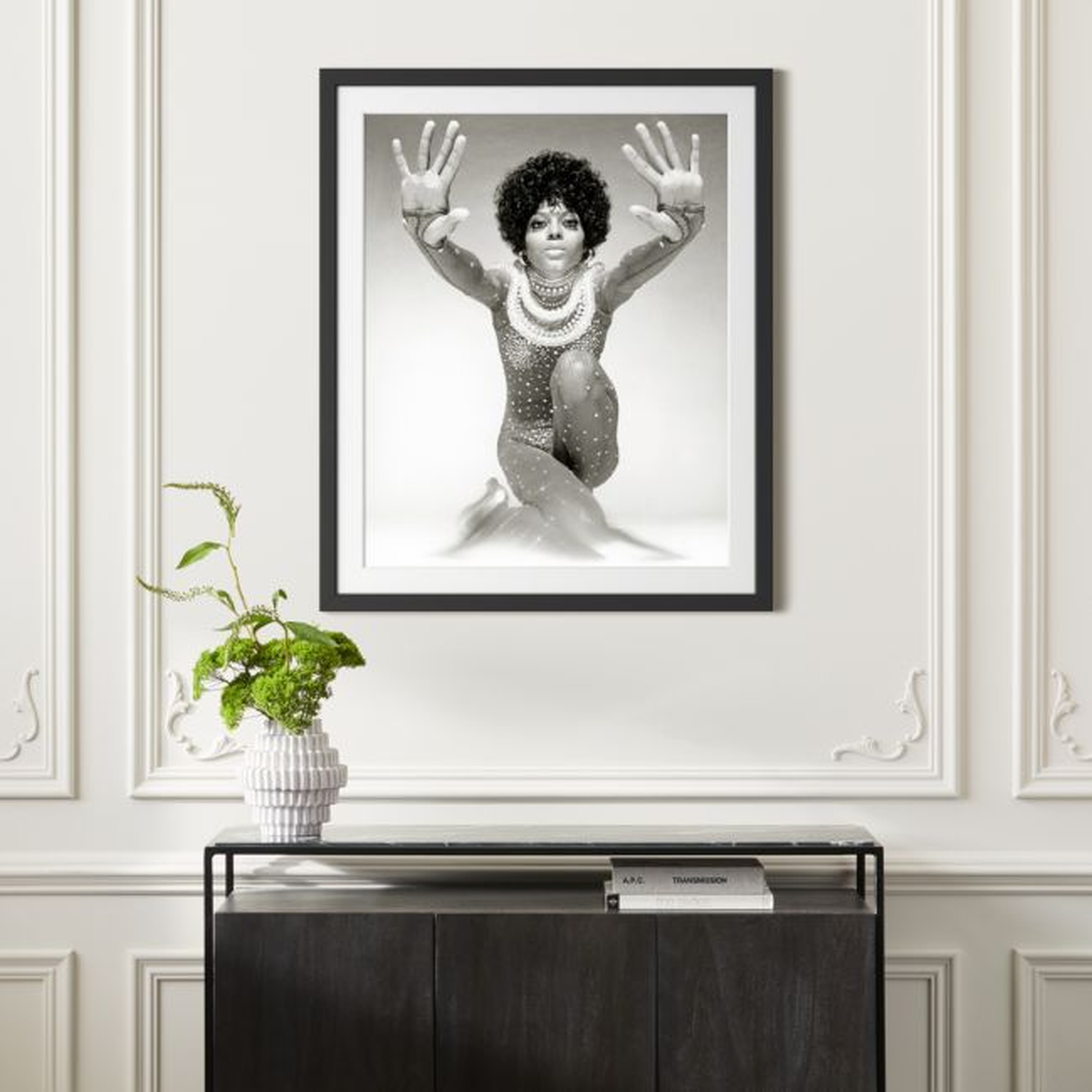 'Diana Ross Reaching Out' Photographic Print in Black Frame 33"x39.5" - CB2