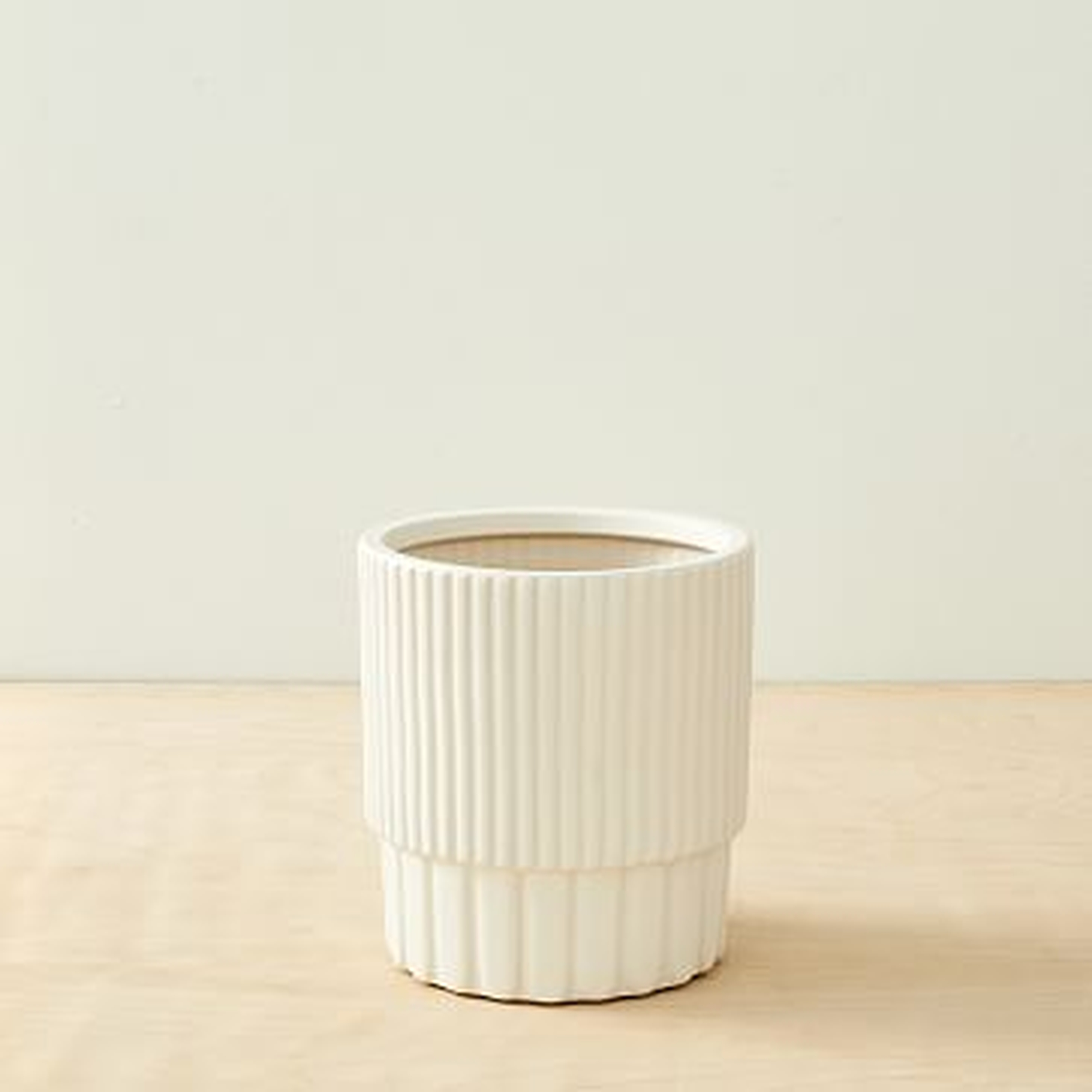 Fluted Planters, White, Small - West Elm