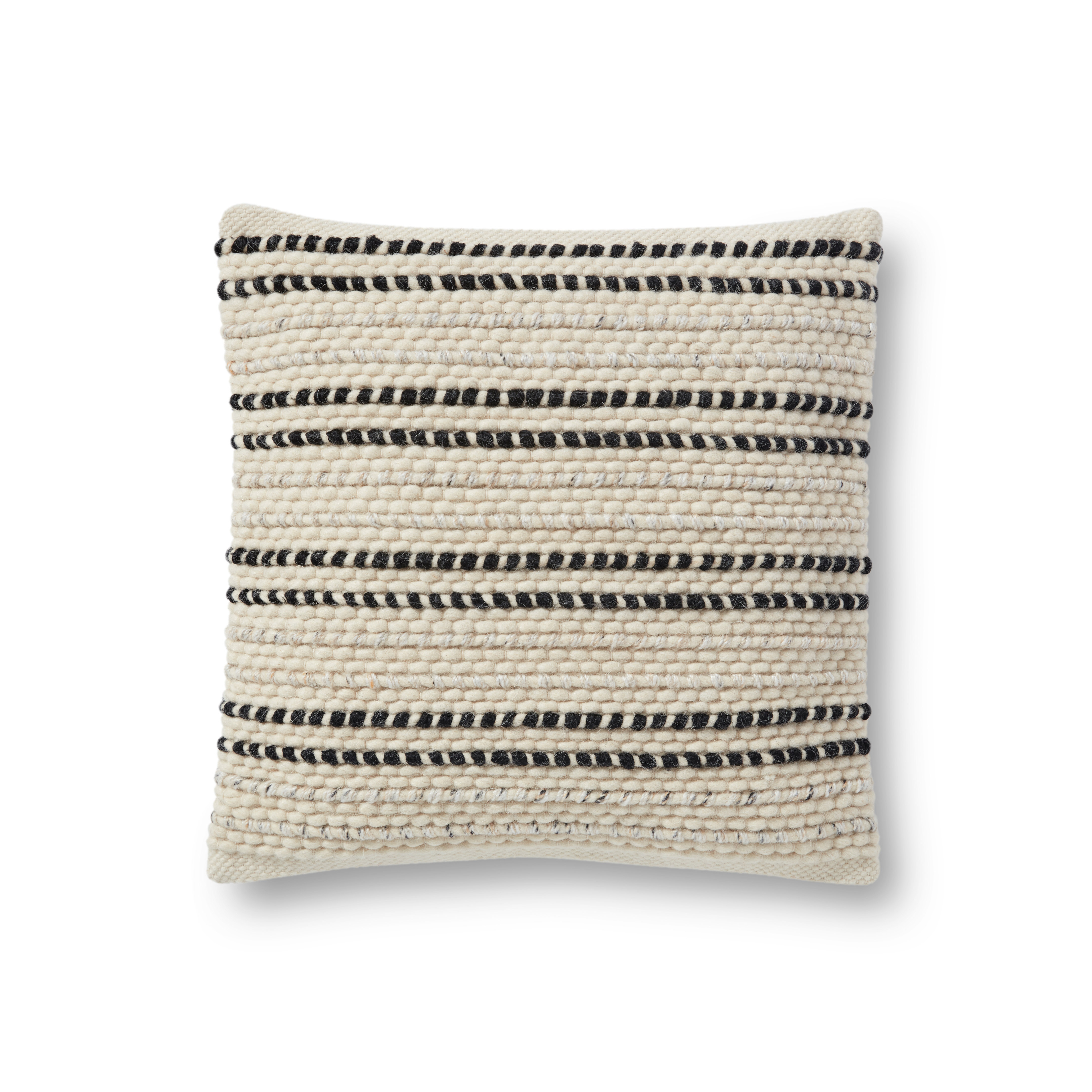 ED Ellen DeGeneres Crafted by Loloi Pillows PED0021 Beige / Black 18" x 18" Cover Only - Loloi Rugs