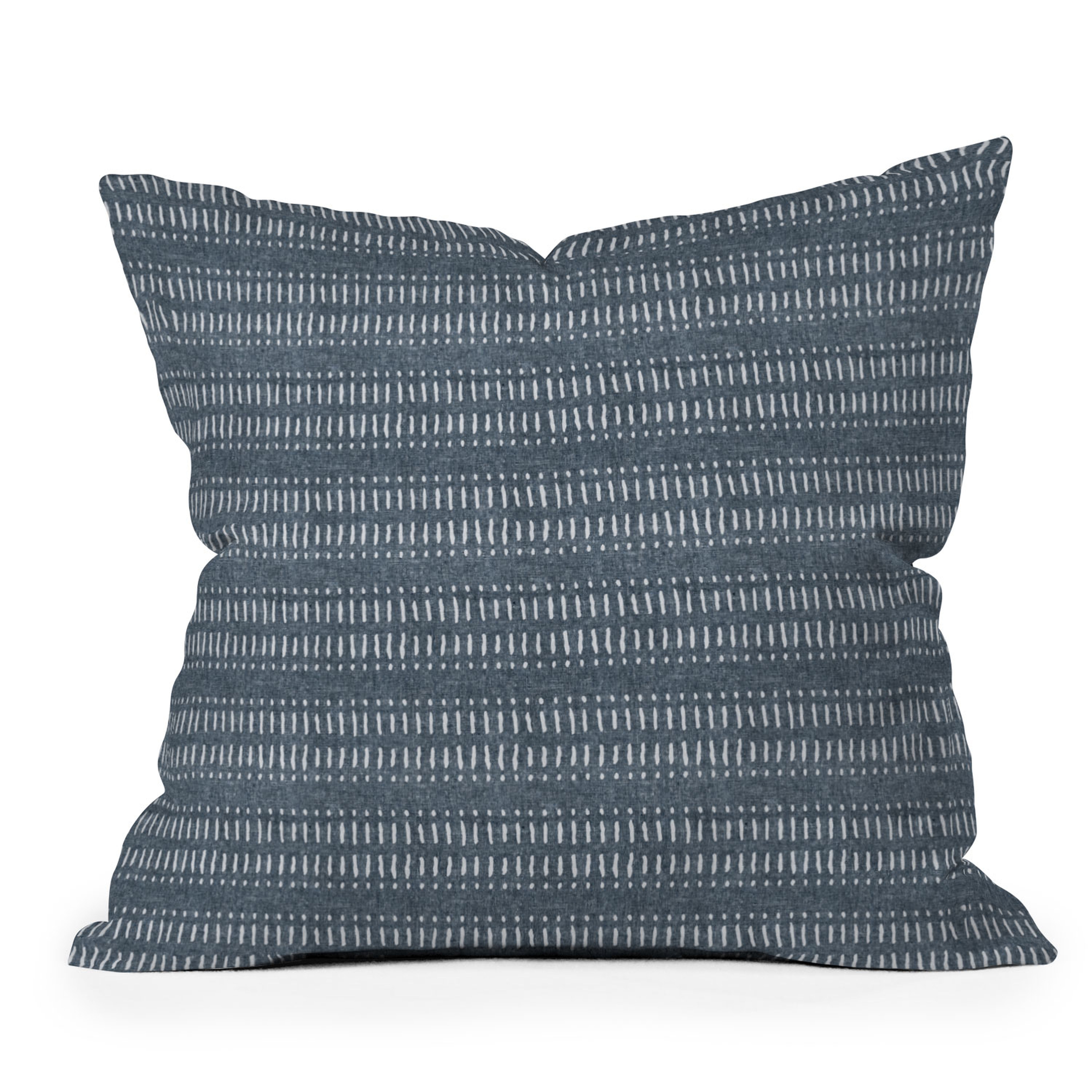 Dash Dot Stripe Navy by Little Arrow Design Co - Outdoor Throw Pillow 18" x 18" - Wander Print Co.