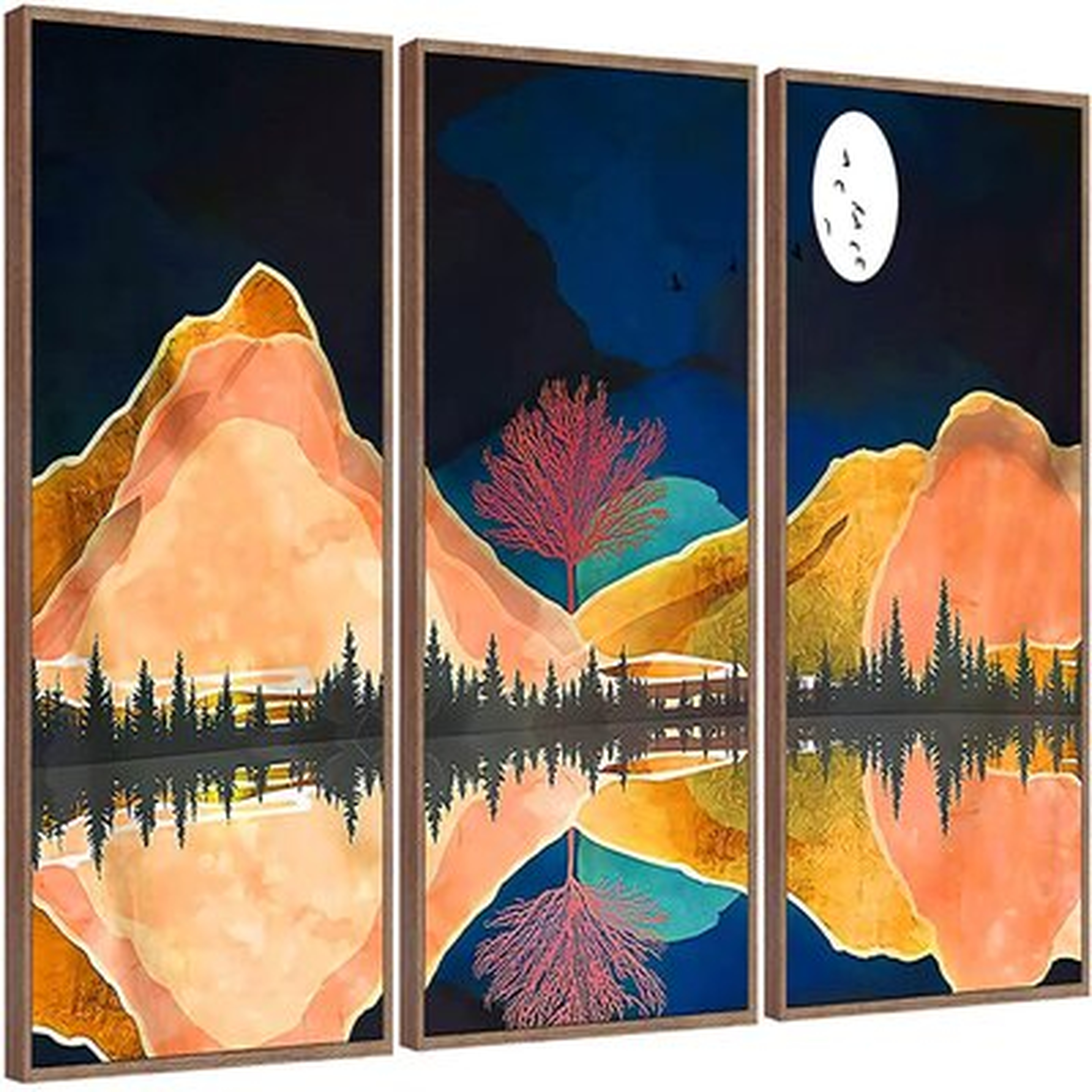 Abstract Nature Artwork Geometric Mountain Artwork Wall Decoration Canvas Wall Art For Living Room Wall Decor For Bedroom Framed Canvas Art Prints Pictures Home Decor - Wayfair