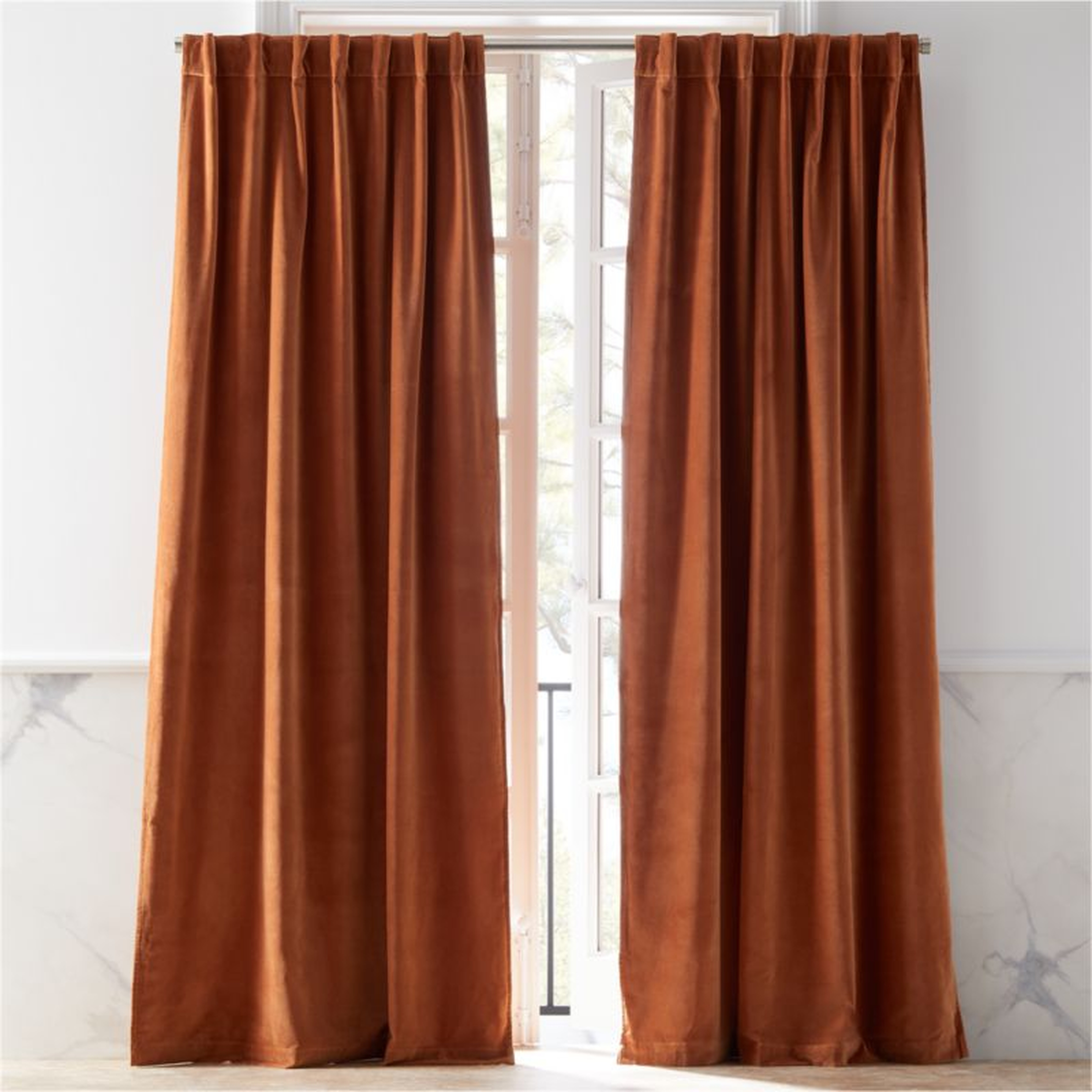 Velvet Copper Curtain Panel 48"x108" - CB2