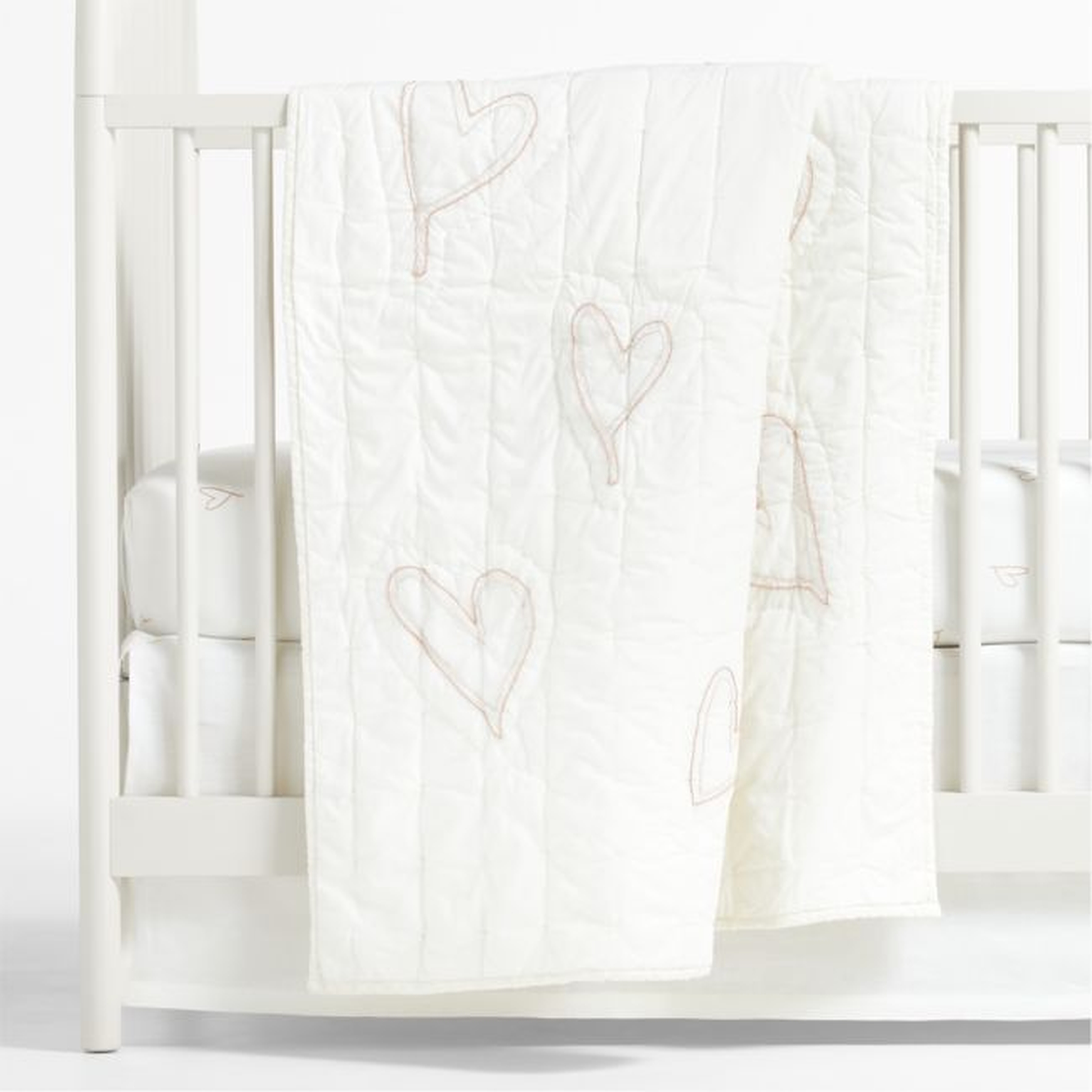 Clay Heart Organic Cotton Baby Crib Quilt by Leanne Ford - Crate and Barrel