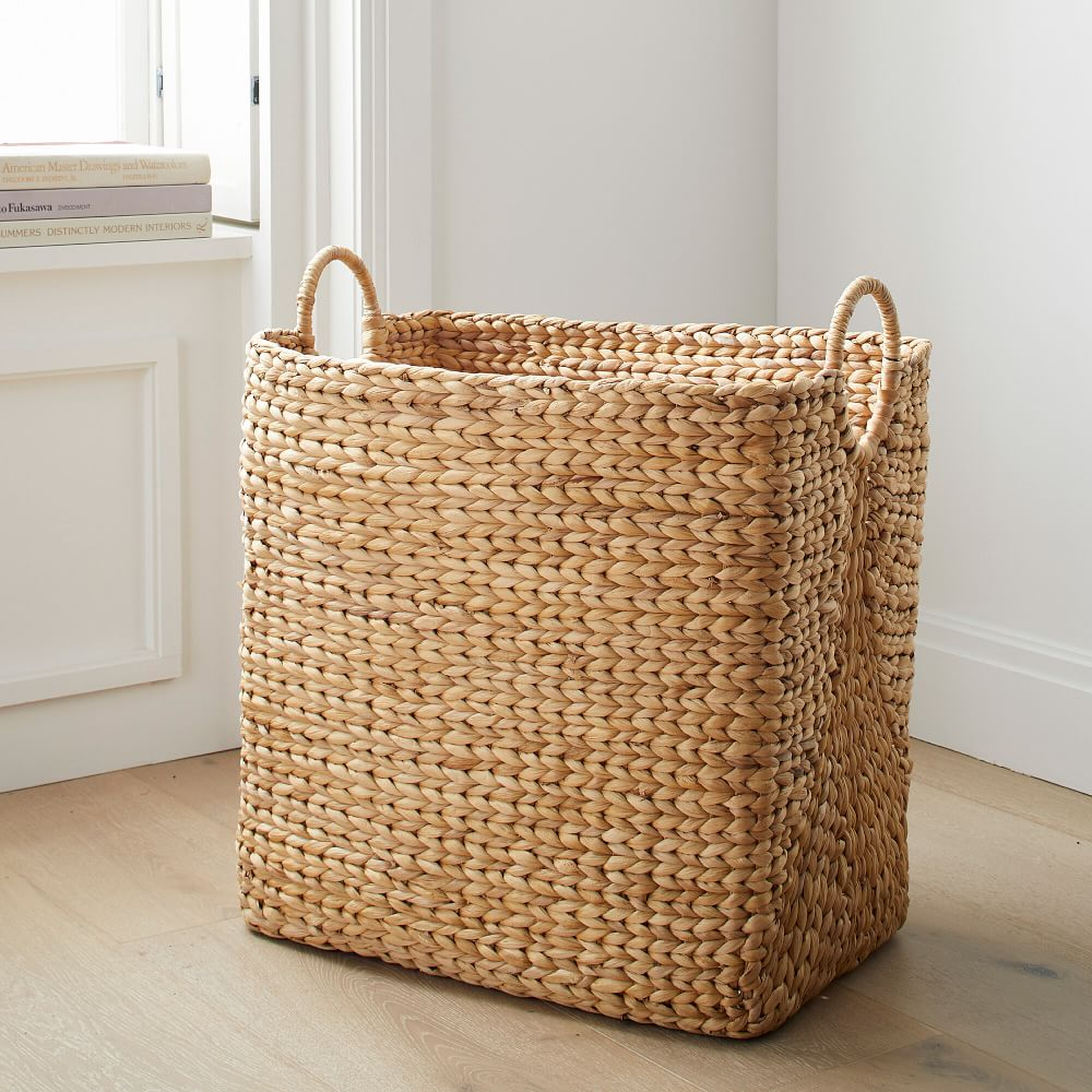 Curved Seagrass Basket, Utility Handle Baskets, Large, 15.4"W x 23.6"D x 24.8"H - West Elm