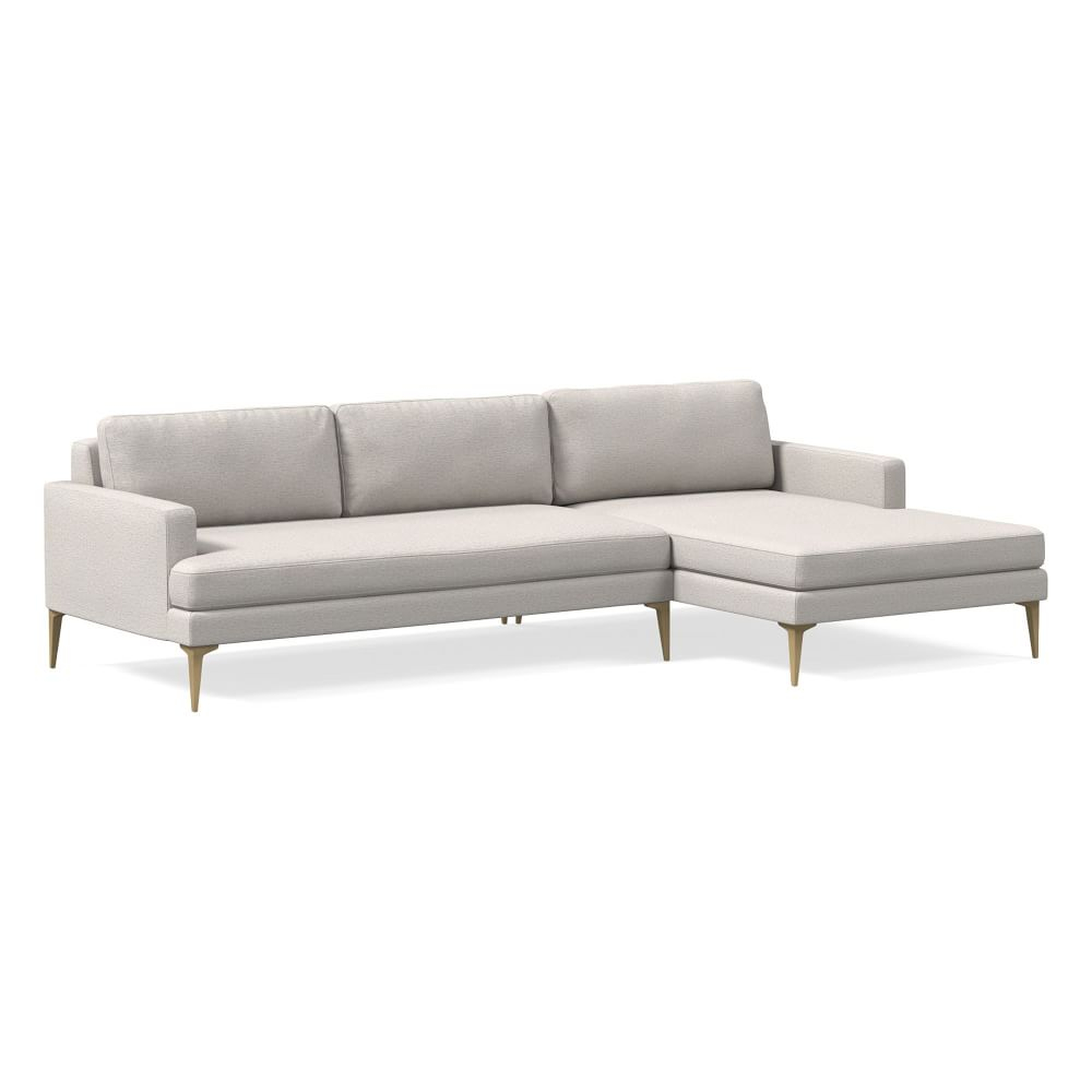 Andes 101" Right Multi Seat 2-Piece Chaise Sectional, Standard Depth, Twill, Sand, BB - West Elm