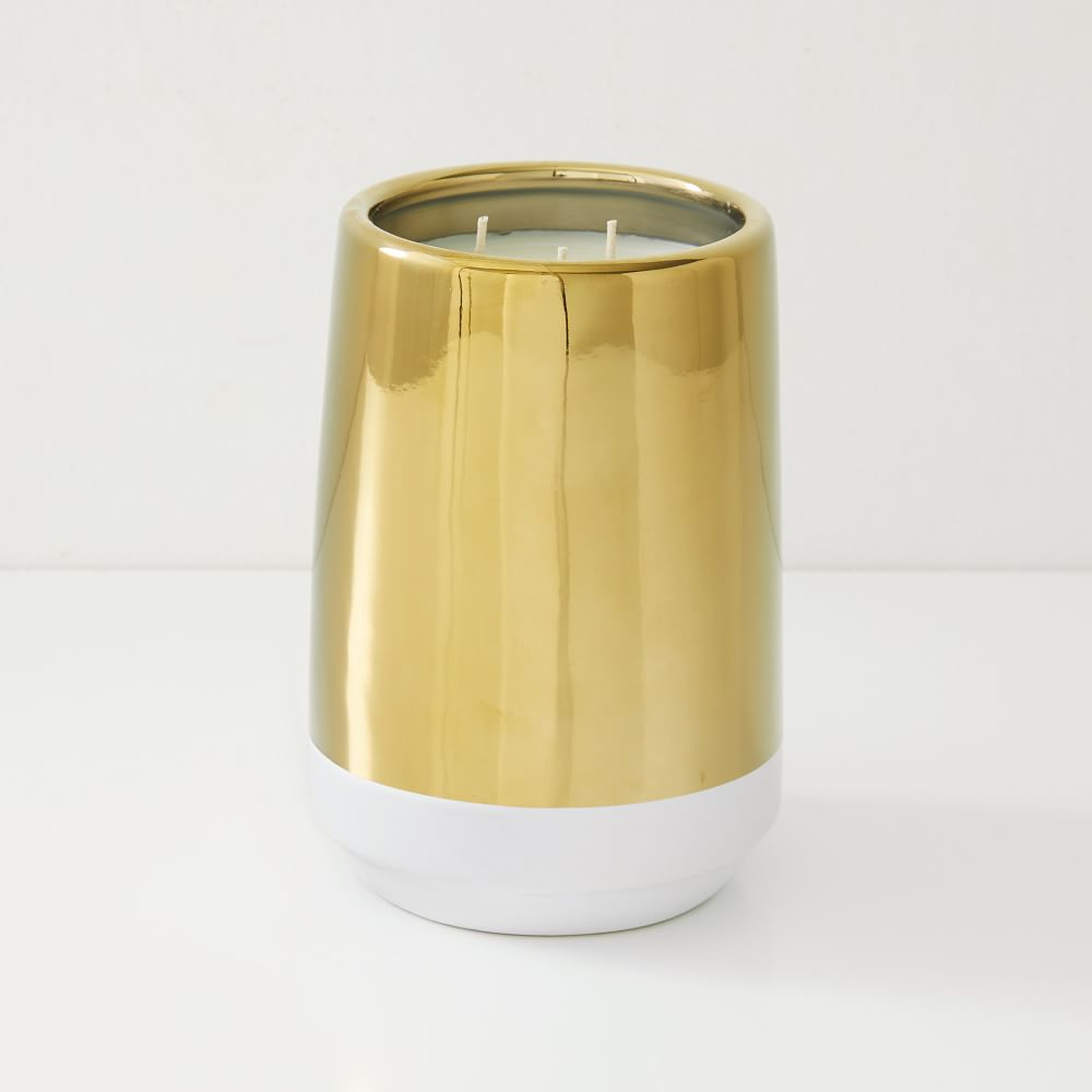 Cement And Metal Candle, Large - West Elm
