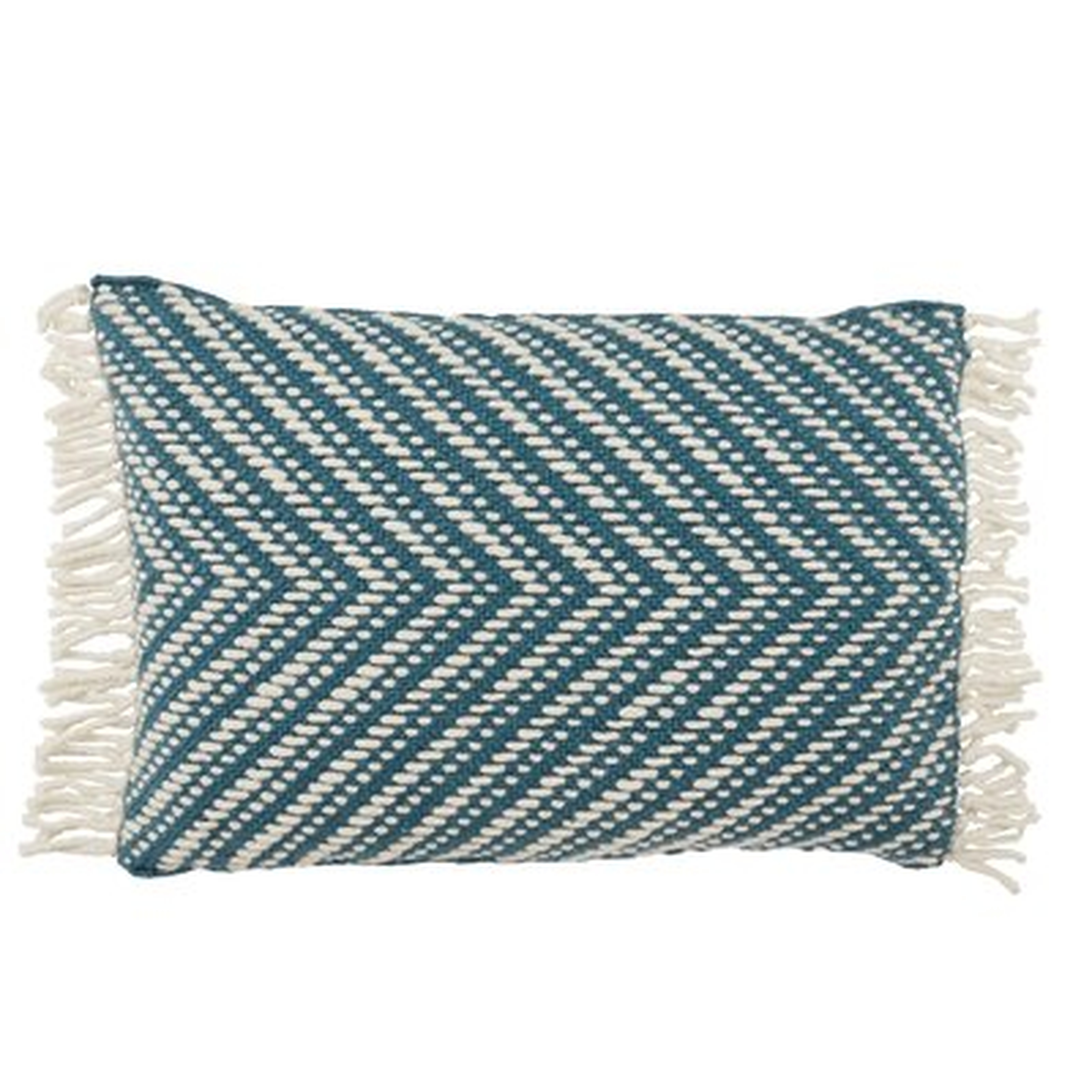 Austar Chevron Blue/ Ivory Indoor/ Outdoor Lumbar Pillow 16X24 Inch - Wayfair