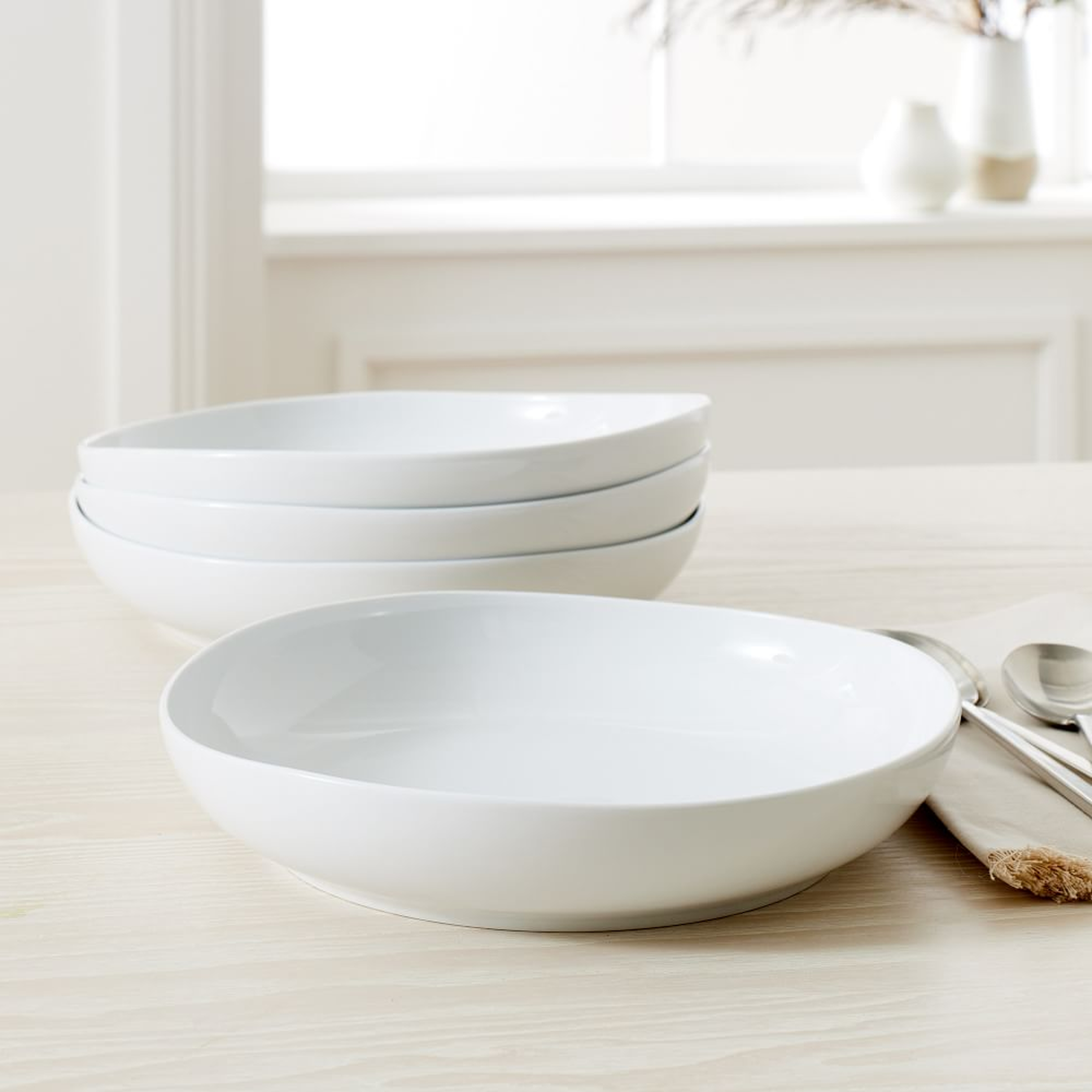 Organic Shaped Dinner Bowls, Set of 4, White - West Elm