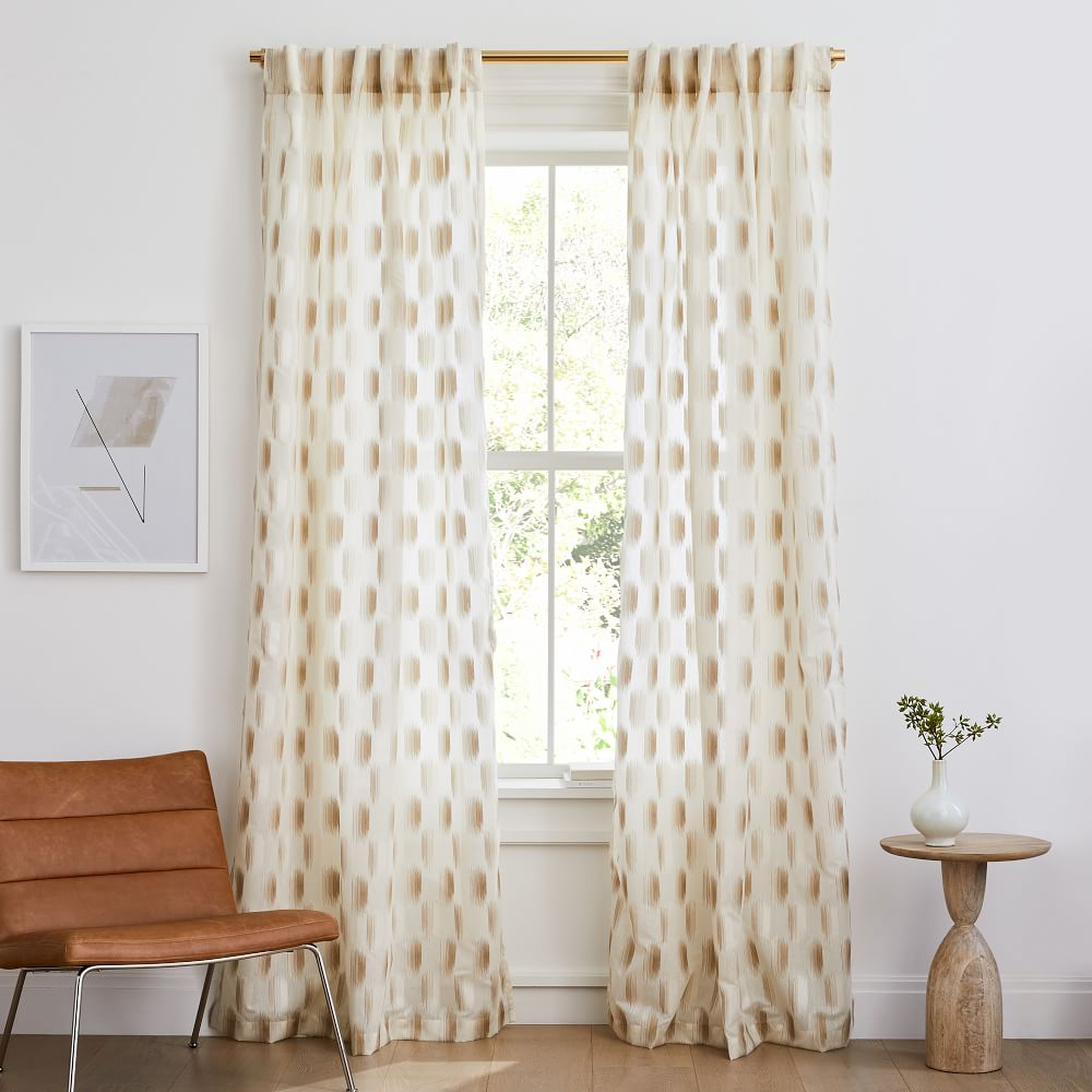 Sheer Shaded Dot Jacquard Curtain, Ivory, 48"x84" - West Elm