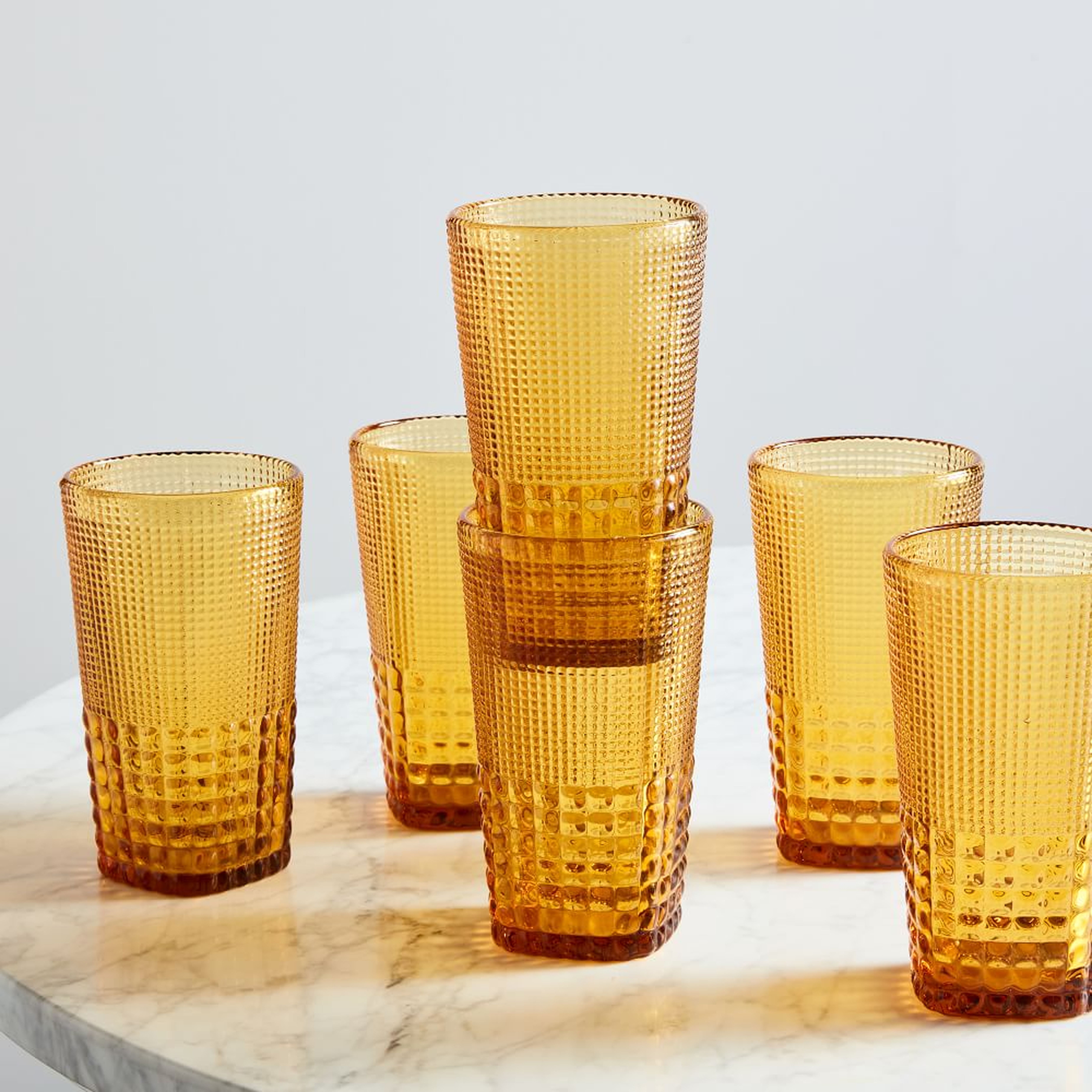 Malcolm Drinking Glass, Tall, Amber, 11.5 oz, Set of 6 - West Elm