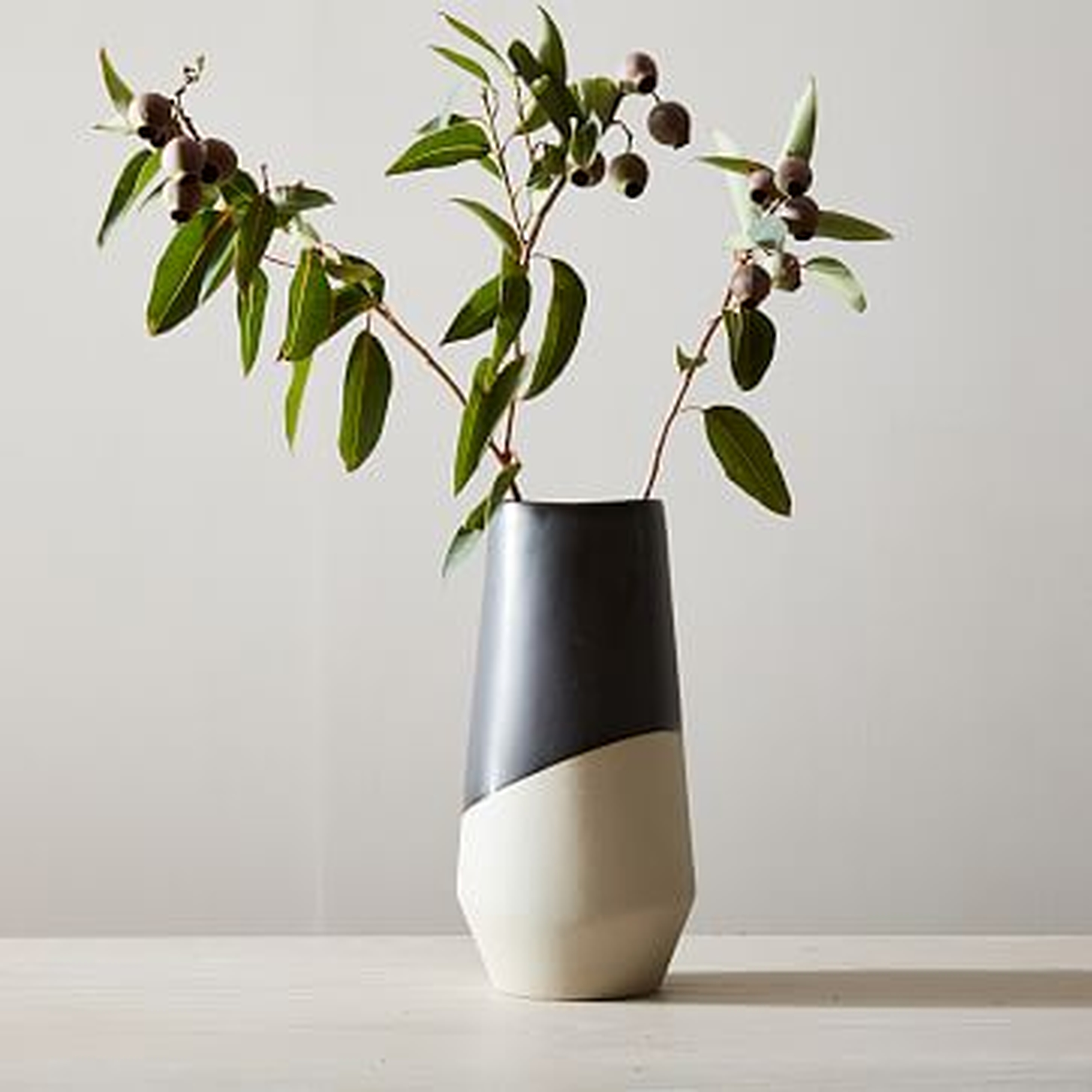 Half Dipped Stoneware Vase, Slate, Tall Tapered, 13.5" - West Elm