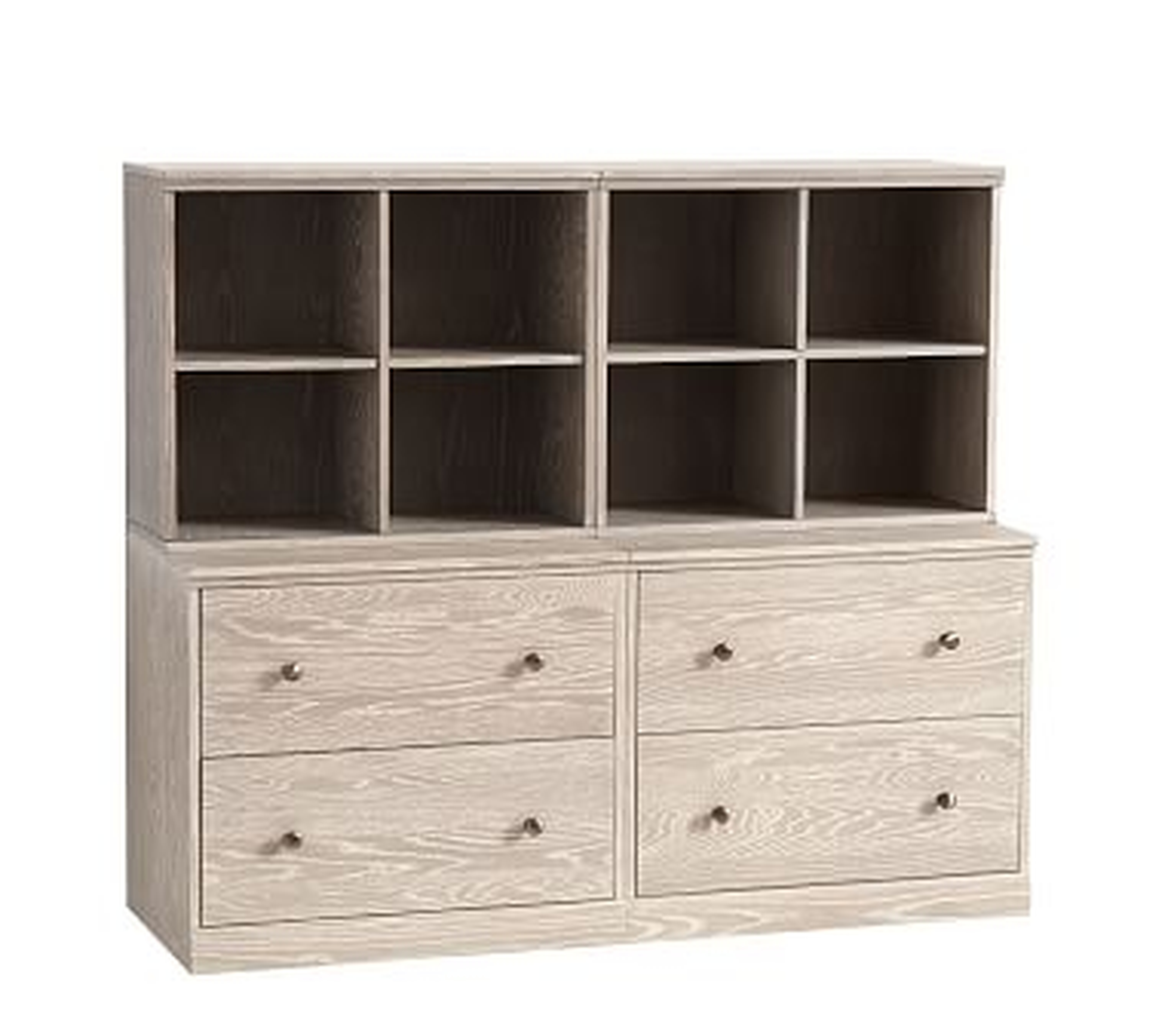 Cameron 2 Cubbies &amp; 2 Double Drawer Base Set, Heritage Fog, Flat Rate - Pottery Barn Kids