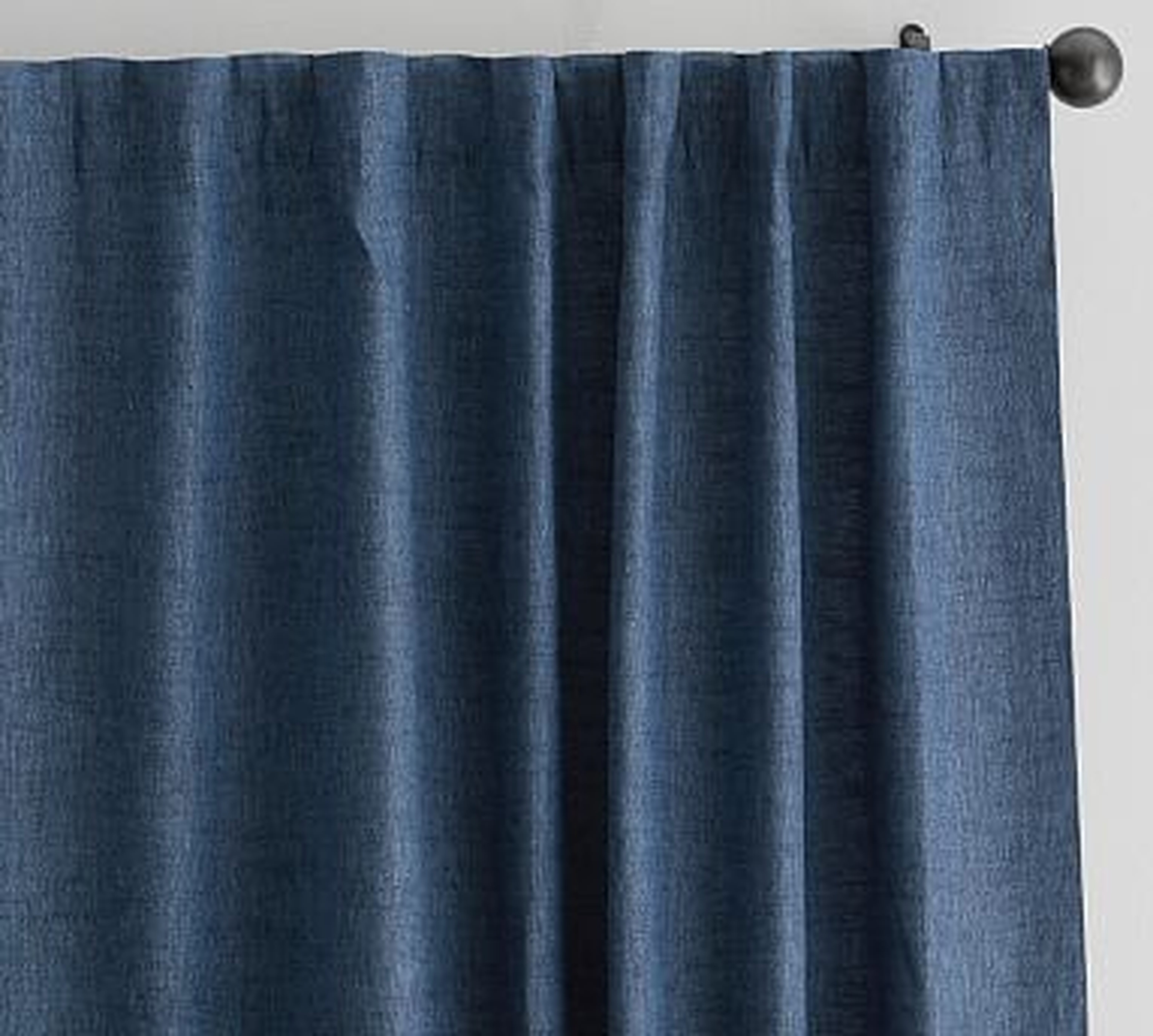 Emery Linen Curtain, 50 x 108", Midnight - Pottery Barn
