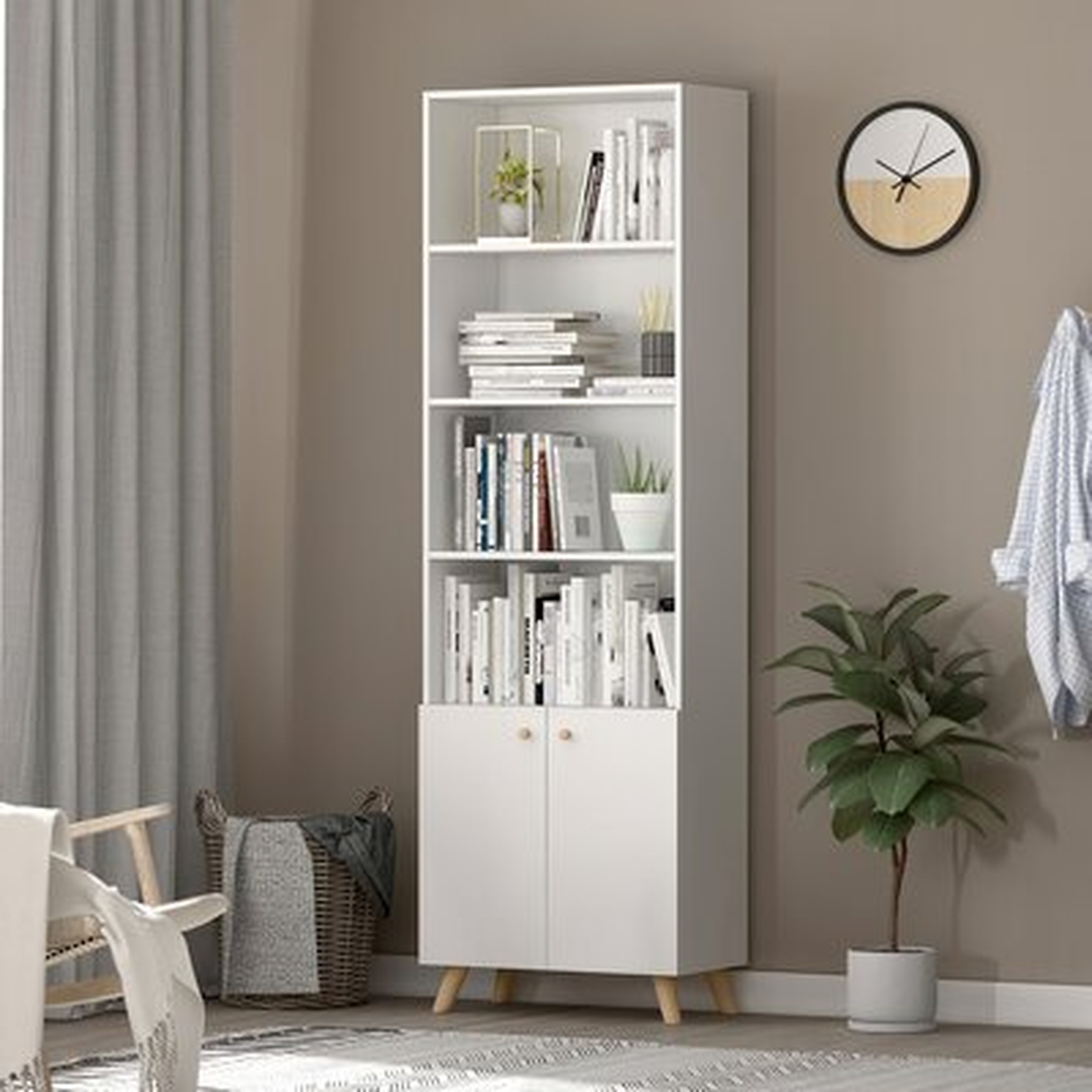 Tall Bookcase with 2 Doors, White - Wayfair