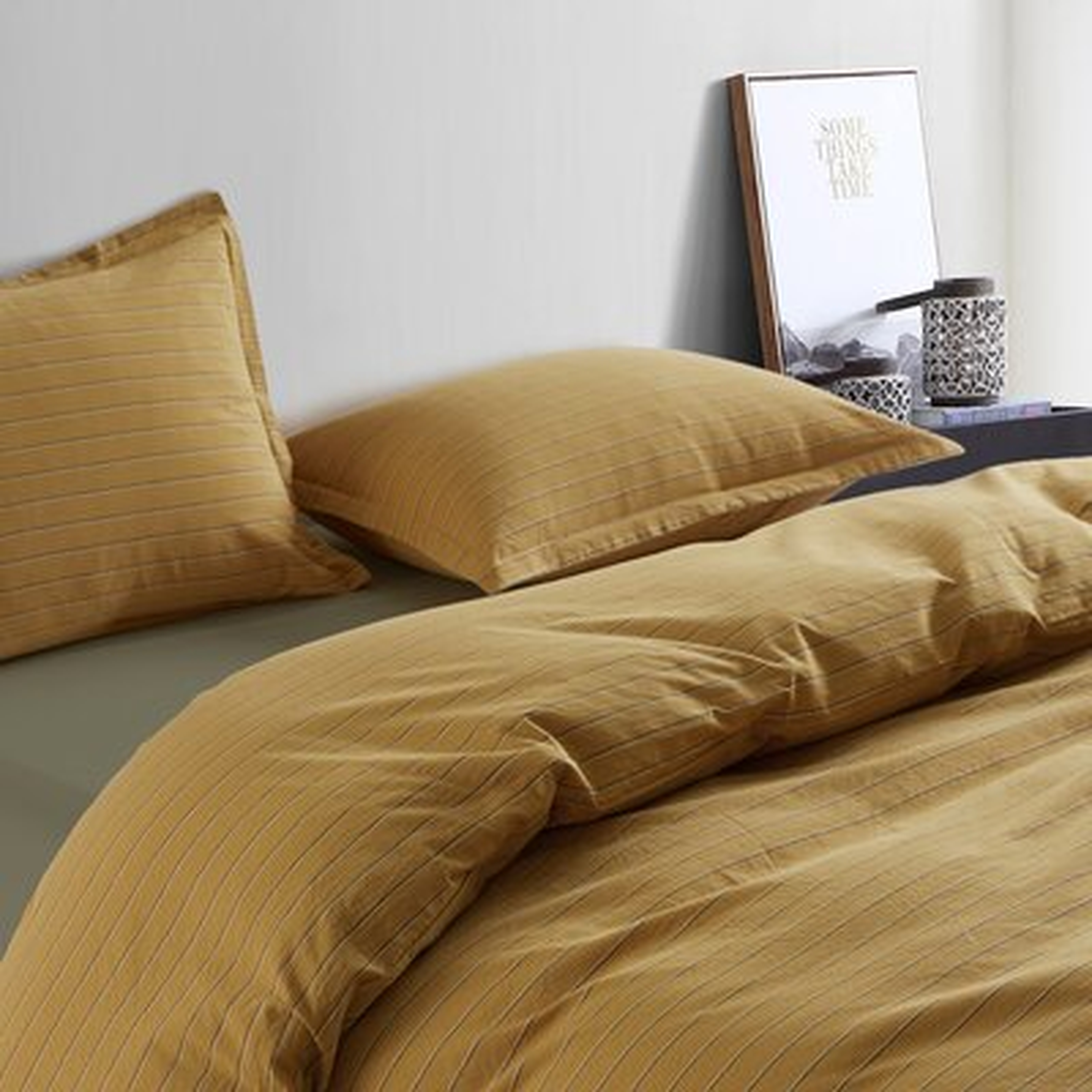 Dorella Striped Yarn Dyed Washed Cotton Chambray Duvet Cover Set - AllModern