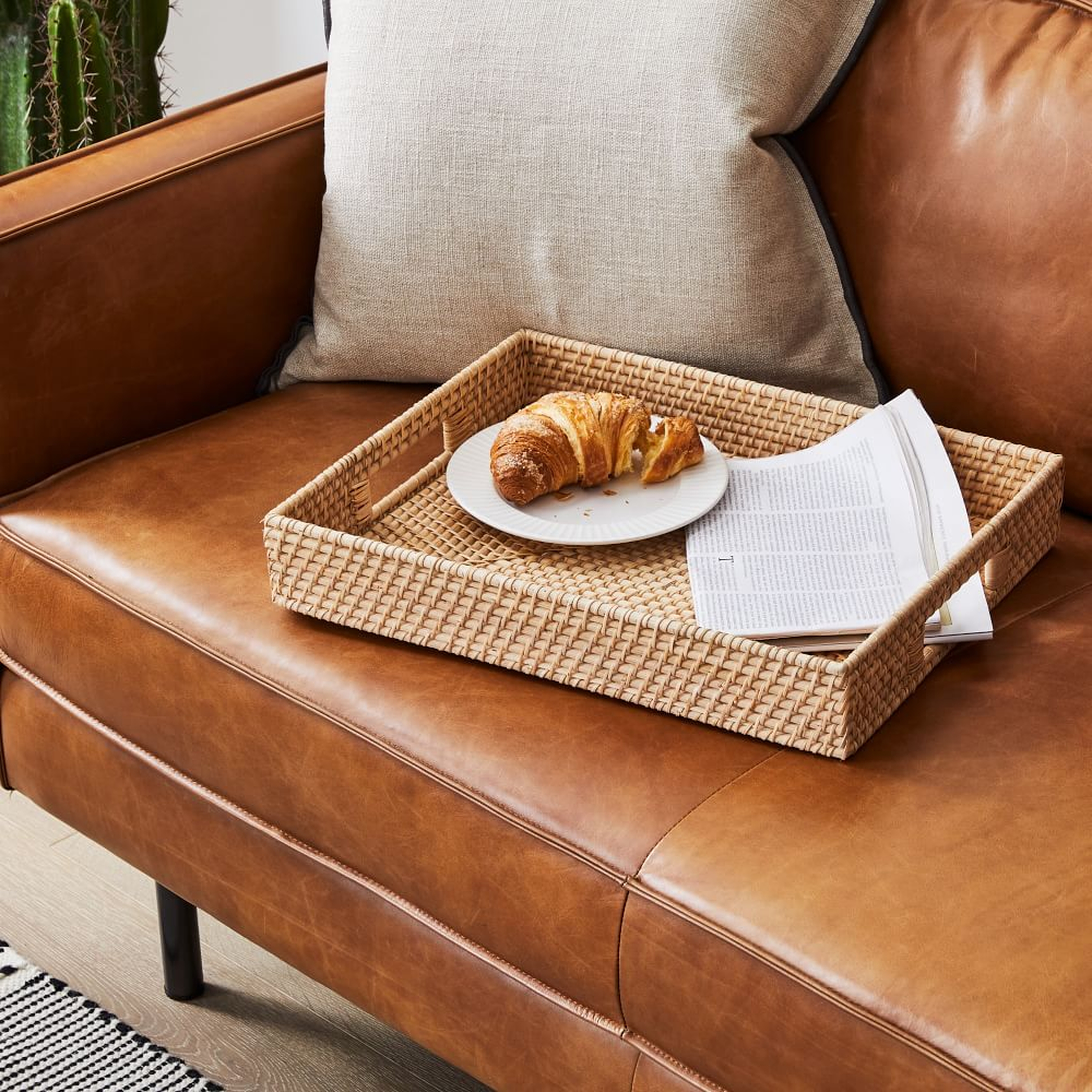 Merida Rattan Rectangle Tray 14x18in, Natural - West Elm