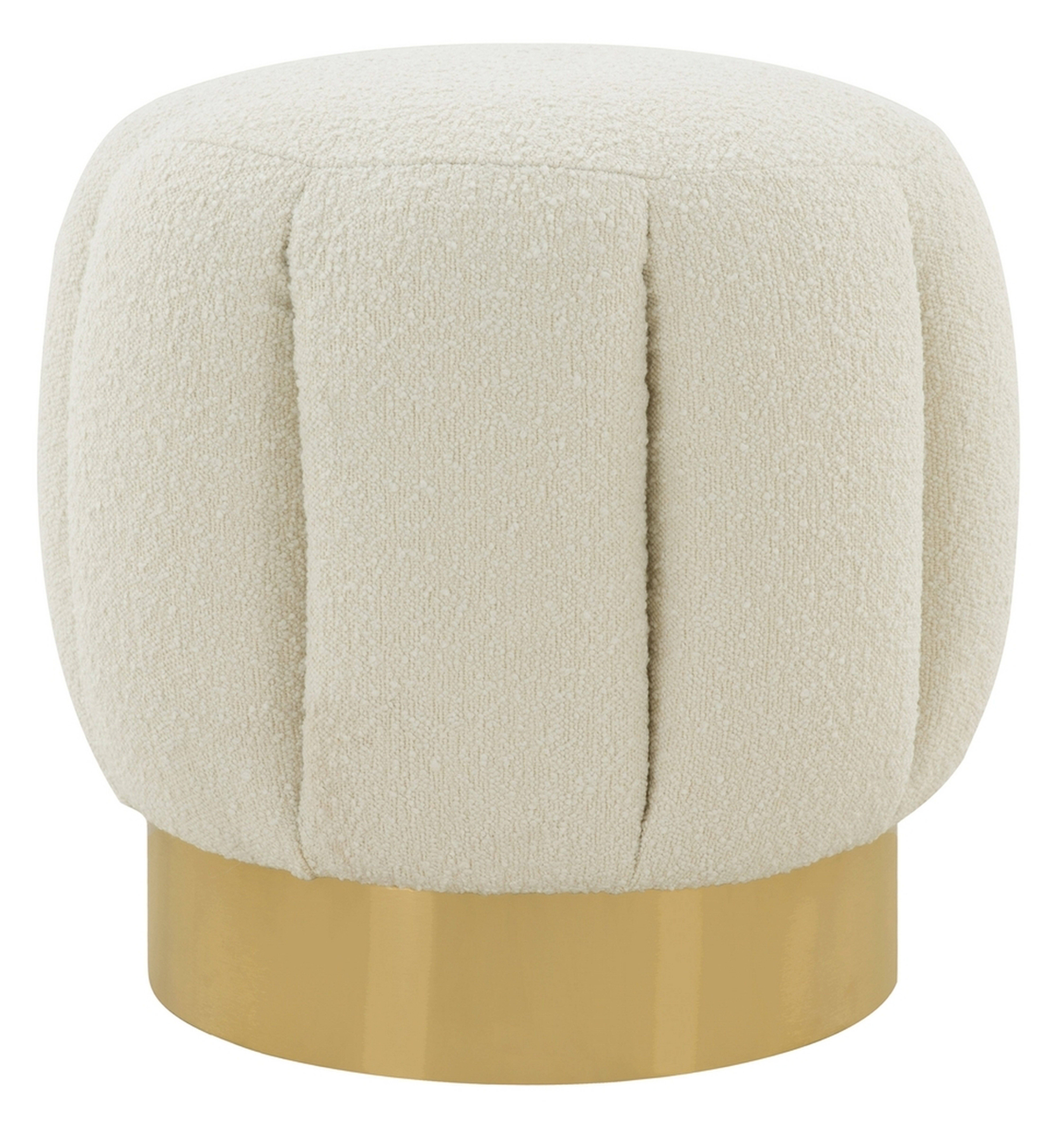 Maxine Channel Tufted Boucle Ottoman - Ivory/Gold - Safavieh Couture