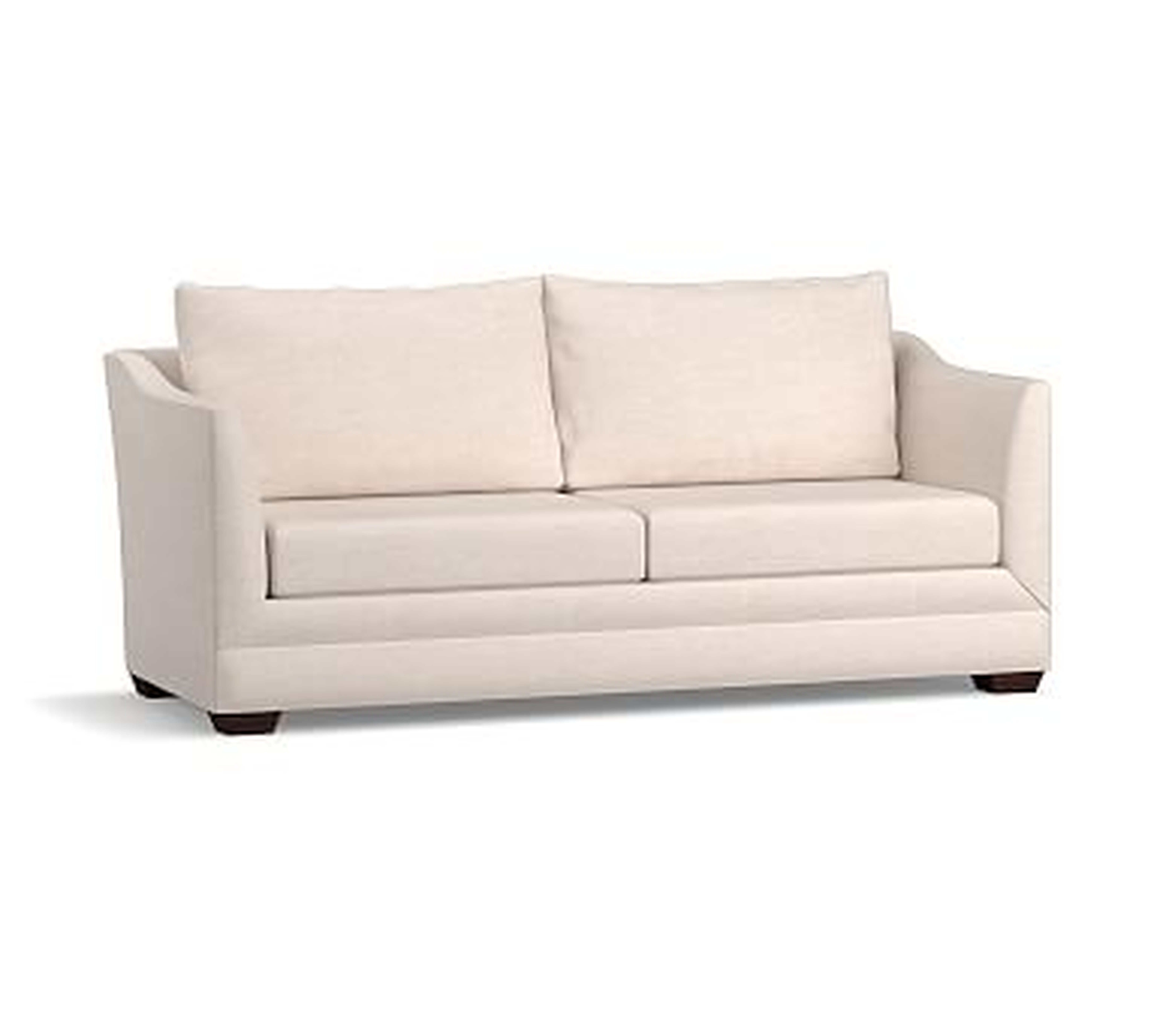 Celeste Upholstered Sofa, Polyester Wrapped Cushions, Performance Twill Warm White - Pottery Barn