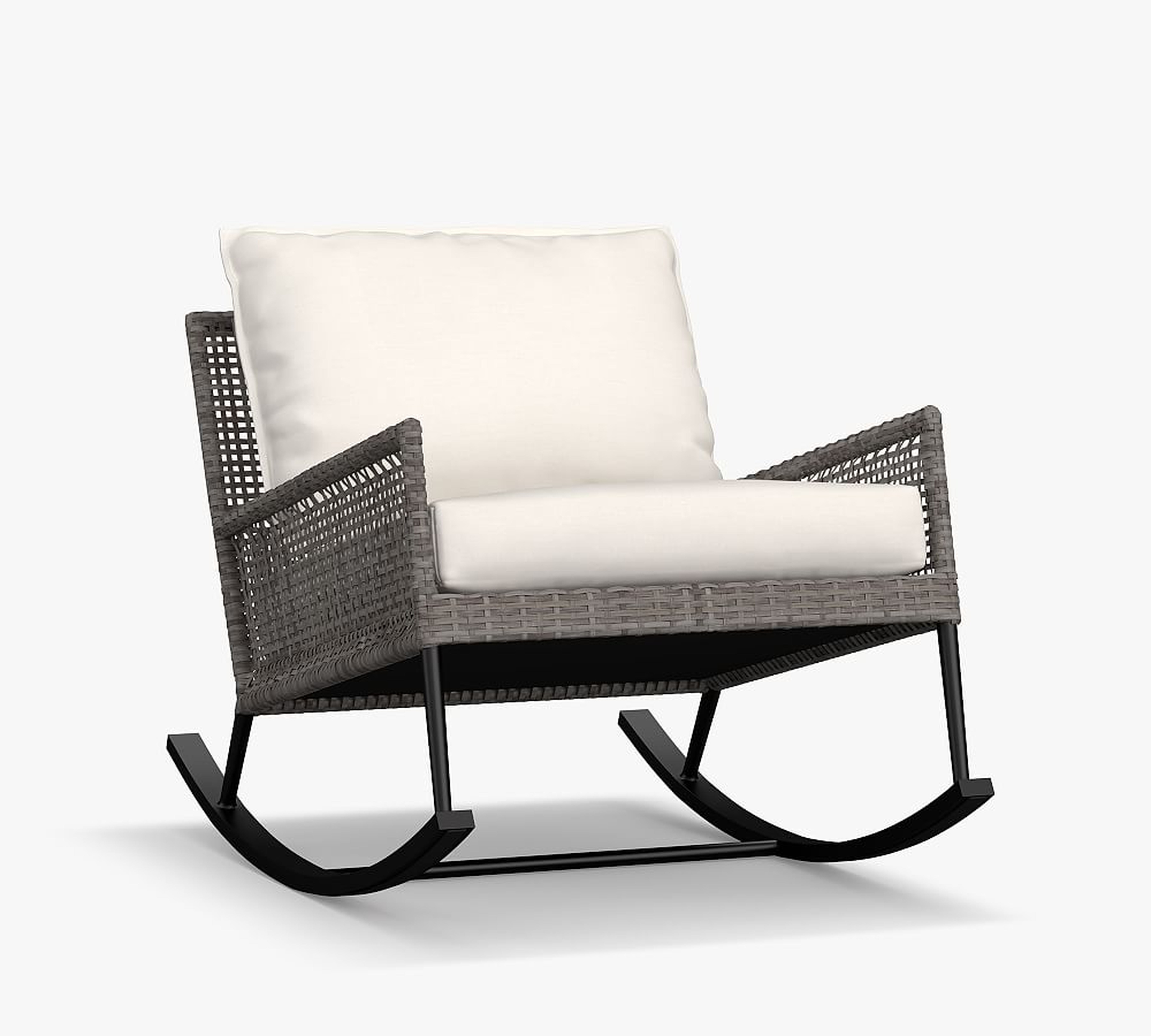 Cammeray All-Weather Wicker Rocking Lounge Chair with Cushion, Gray - Pottery Barn