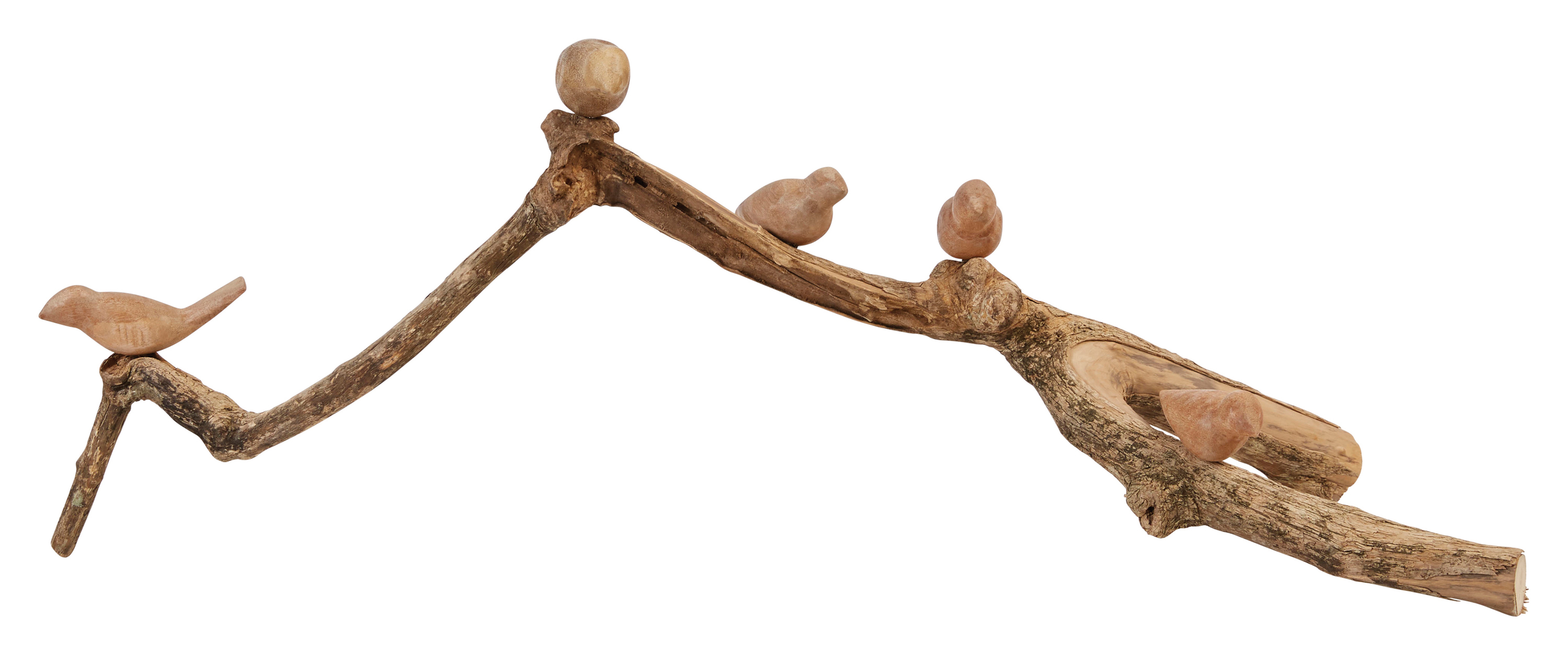 Driftwood Branch with Hand-Carved Mango Wood Birds (Each one will vary) - Nomad Home
