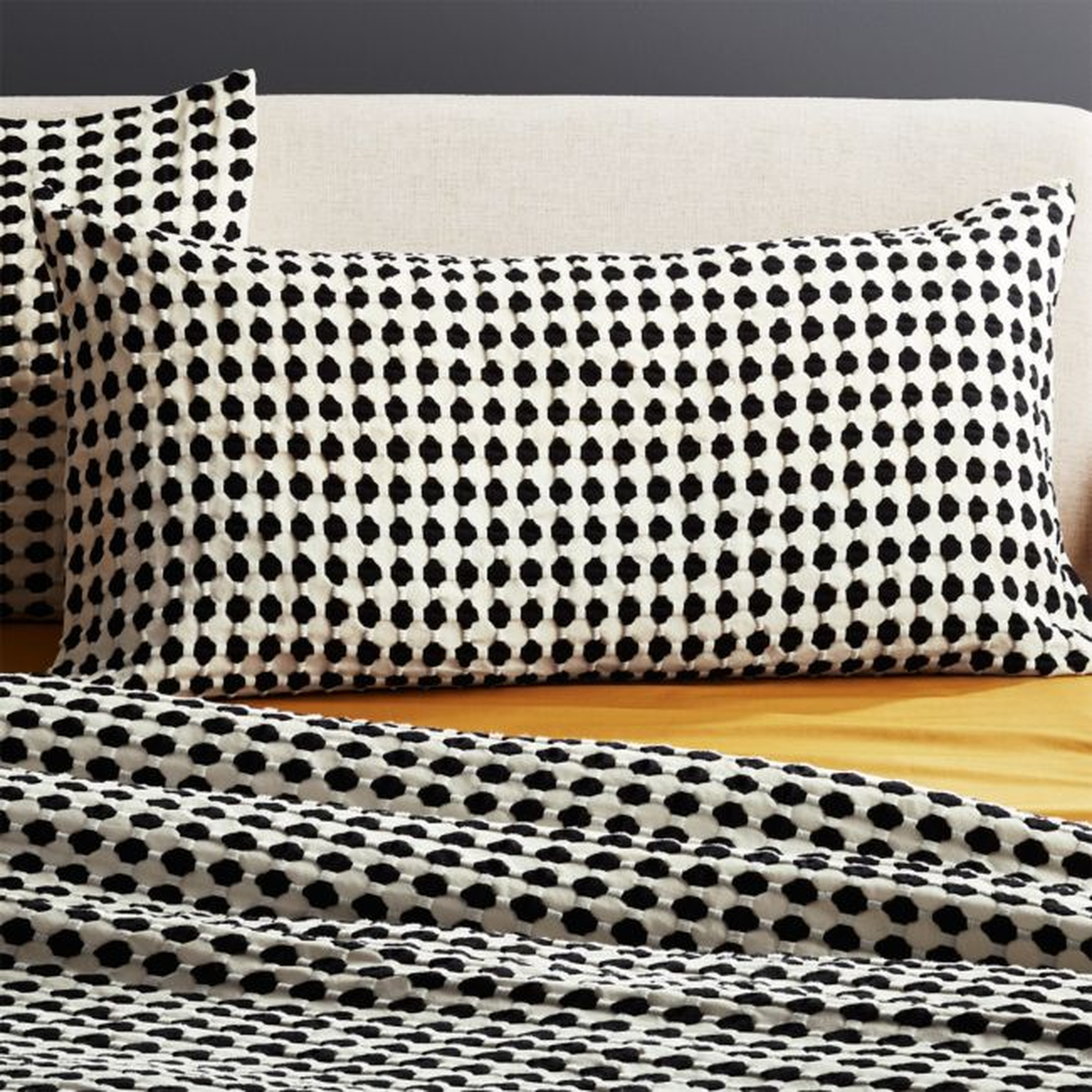 Estela Black and White Organic Cotton King Pillow Shams Set of 2 - CB2