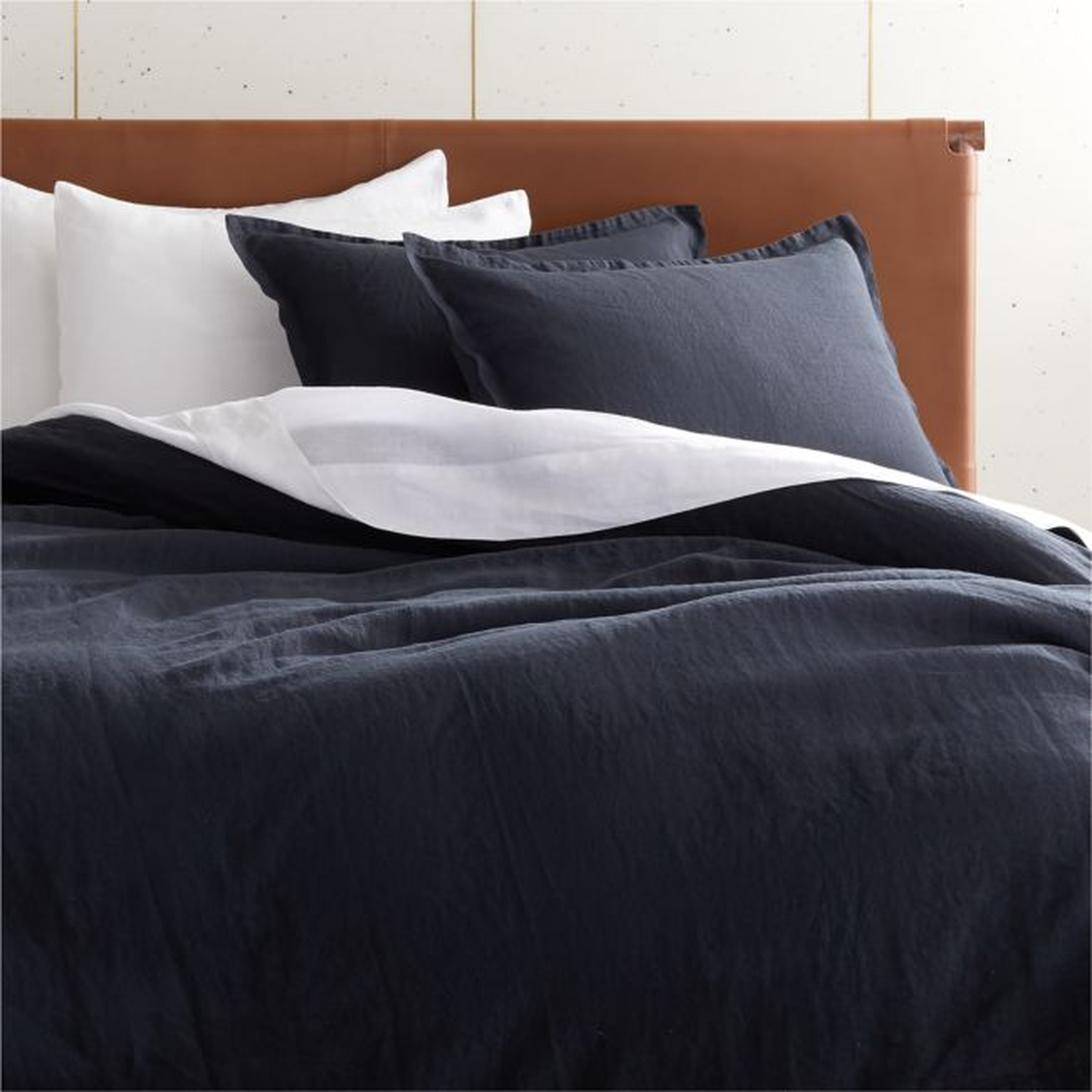 Linen Black King Duvet Cover - CB2