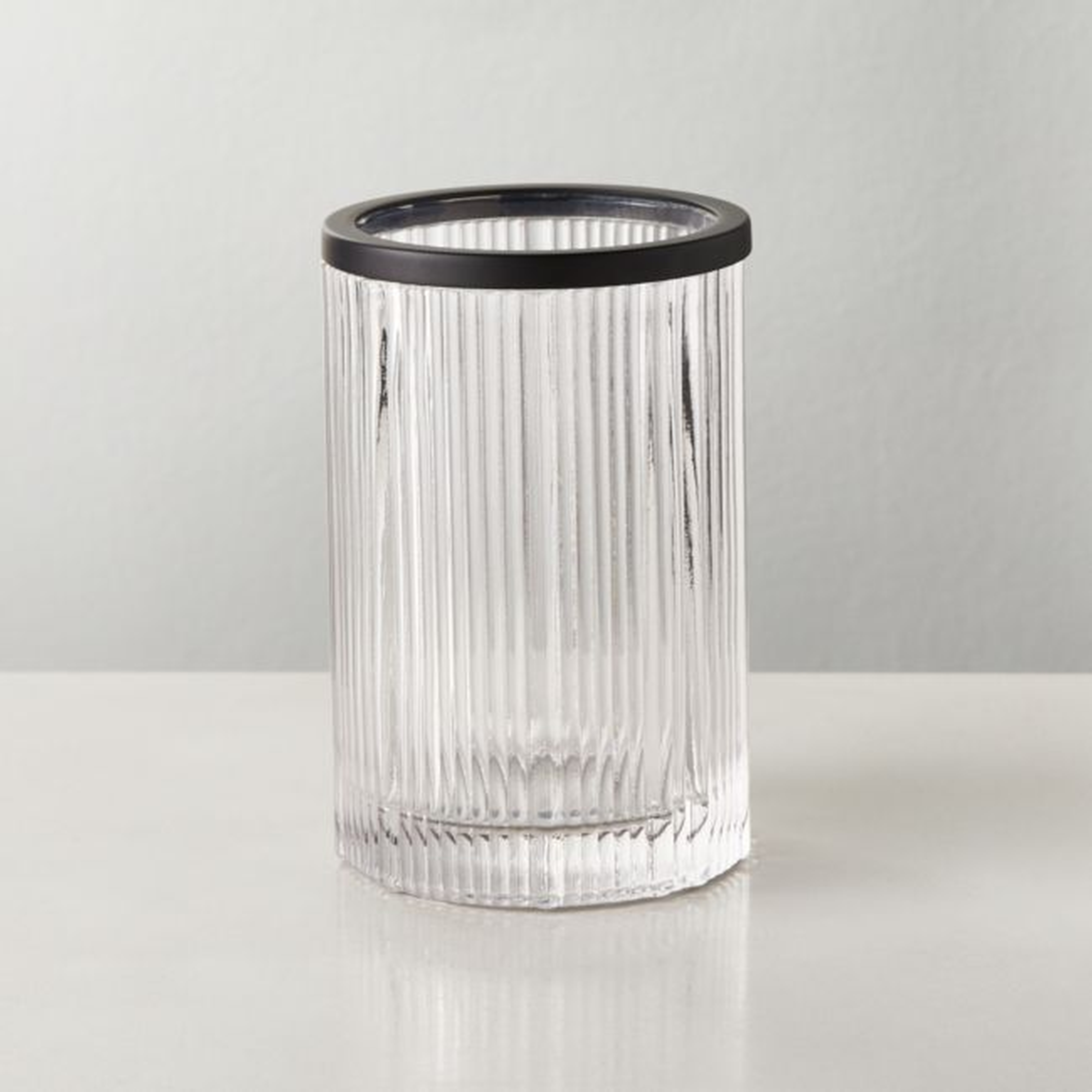 Athena Ribbed Glass Round Bathroom Cup - CB2