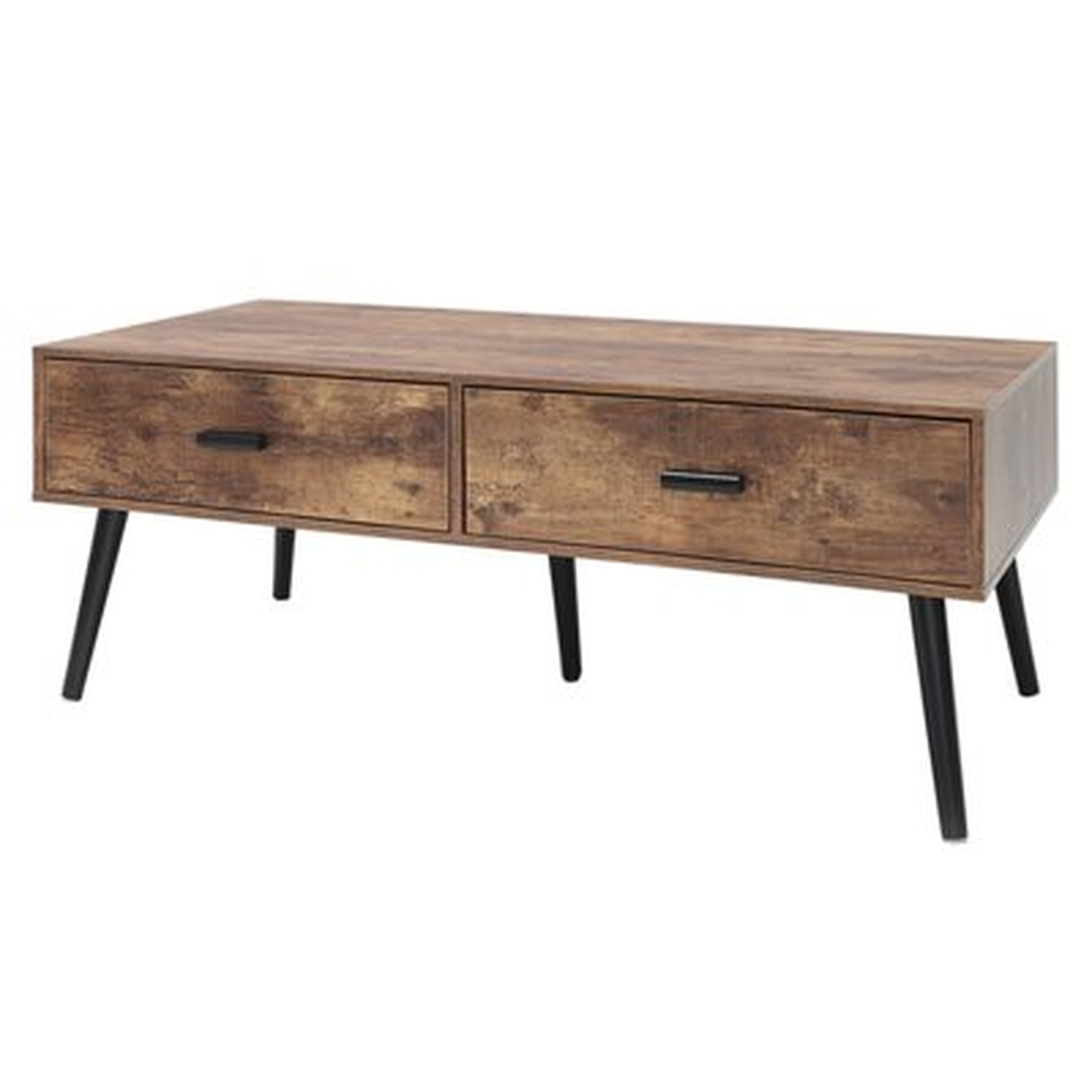 Millwood Pines Mid-Century Modern Coffee Table With 2 Drawers And Storage Shelf For Living Room, Boho TV Table, Vintage Cocktail Table, Sofa Table, Office Table, Elegant Functional Table, Rustic Brown - Wayfair