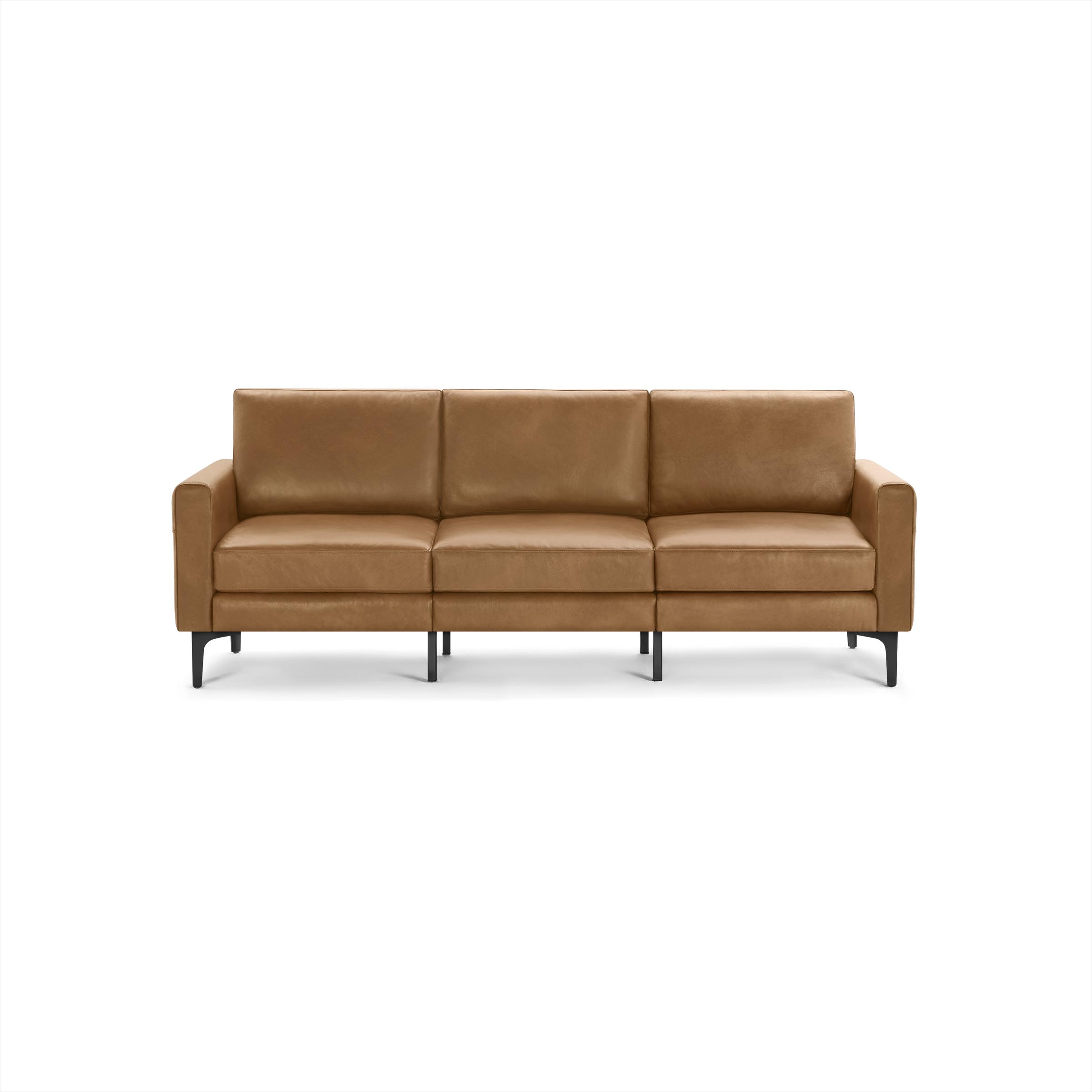 The Block Nomad Leather Sofa in Camel - Burrow