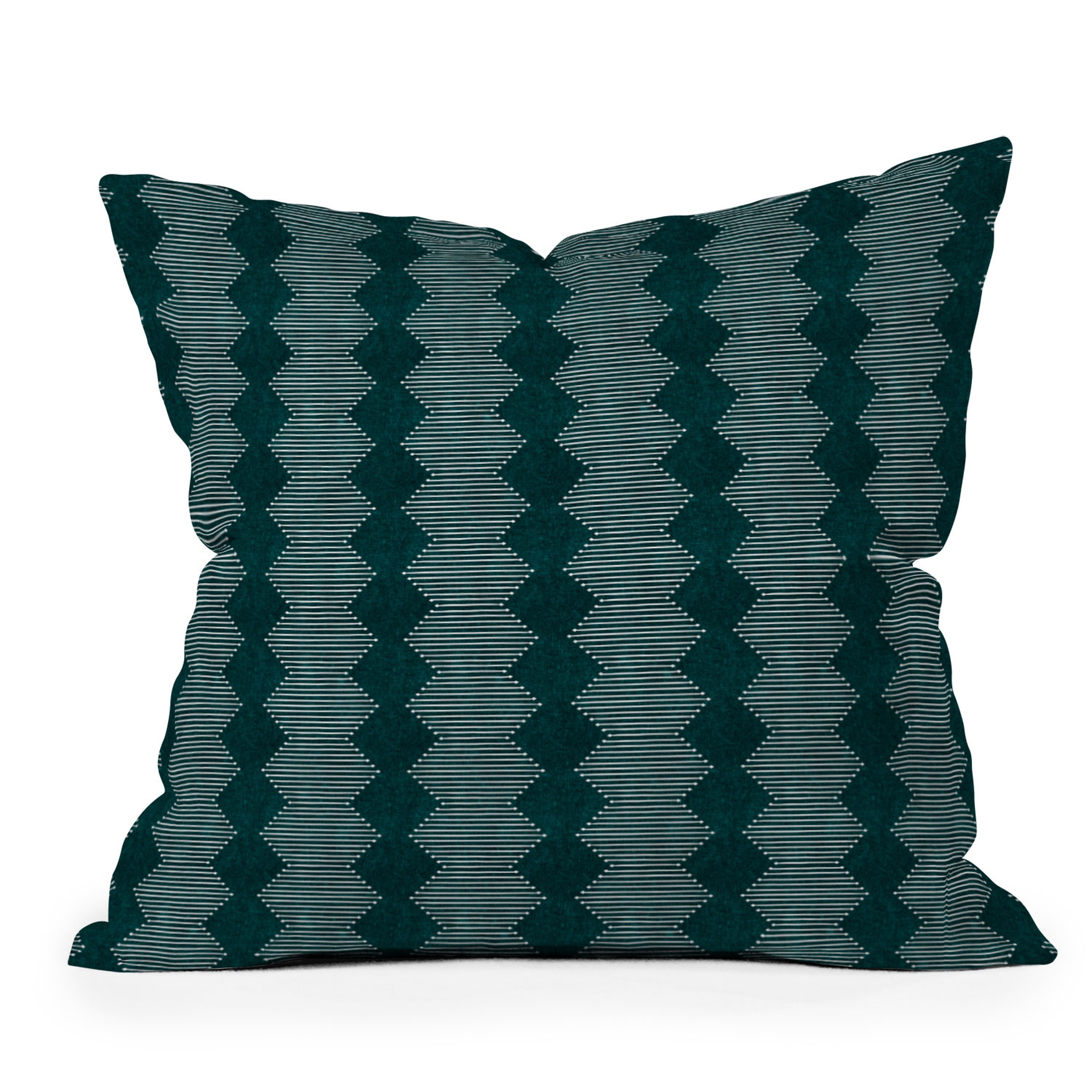 Diamond Mud Cloth Dark Teal by Little Arrow Design Co - Outdoor Throw Pillow 20" x 20" - Deny Designs