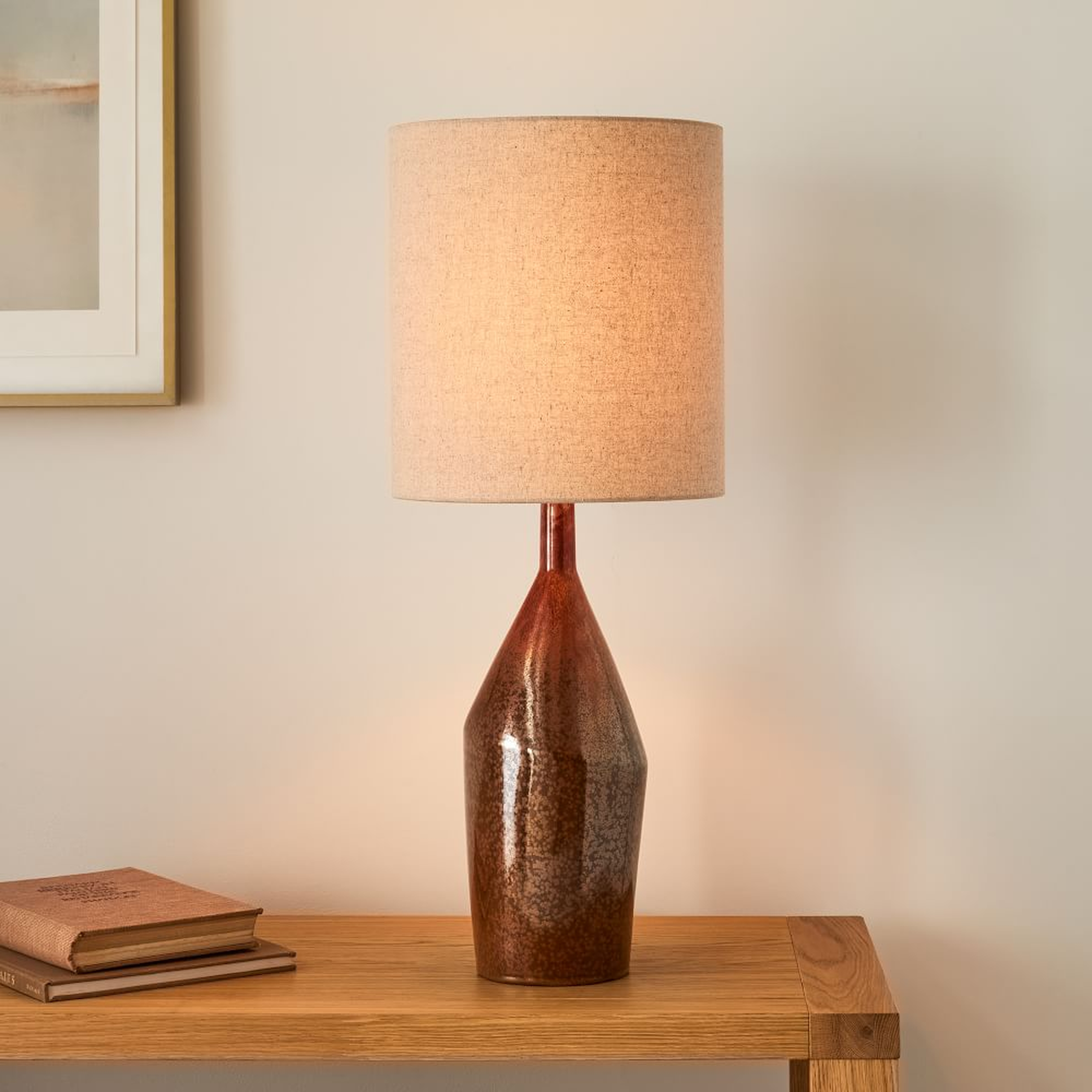 Asymmetry Ceramic Table Lamp, Medium, Reactive Rust - West Elm