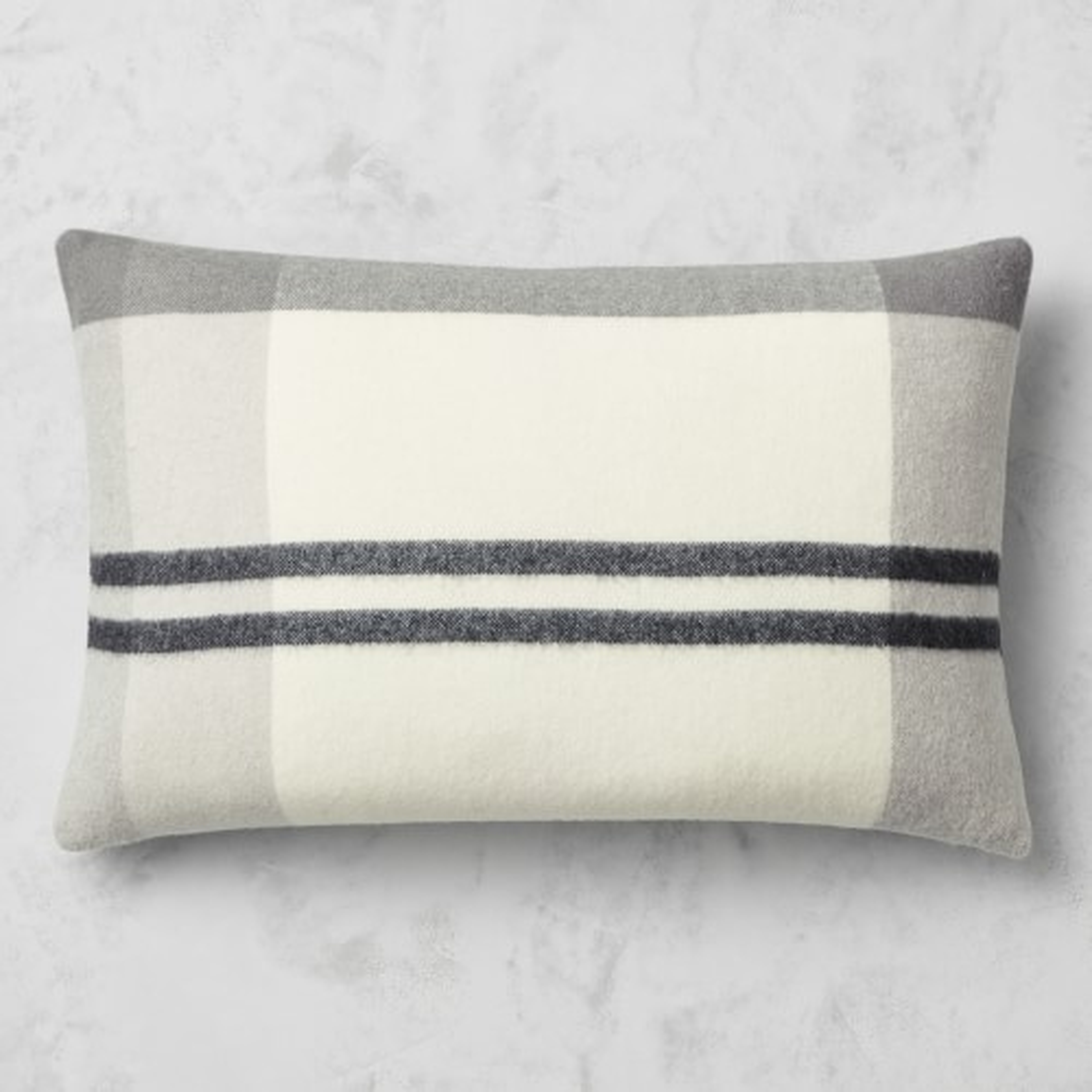 Plaid Lambswool Pillow Cover, 14" X 22", Grayson Black - Williams Sonoma