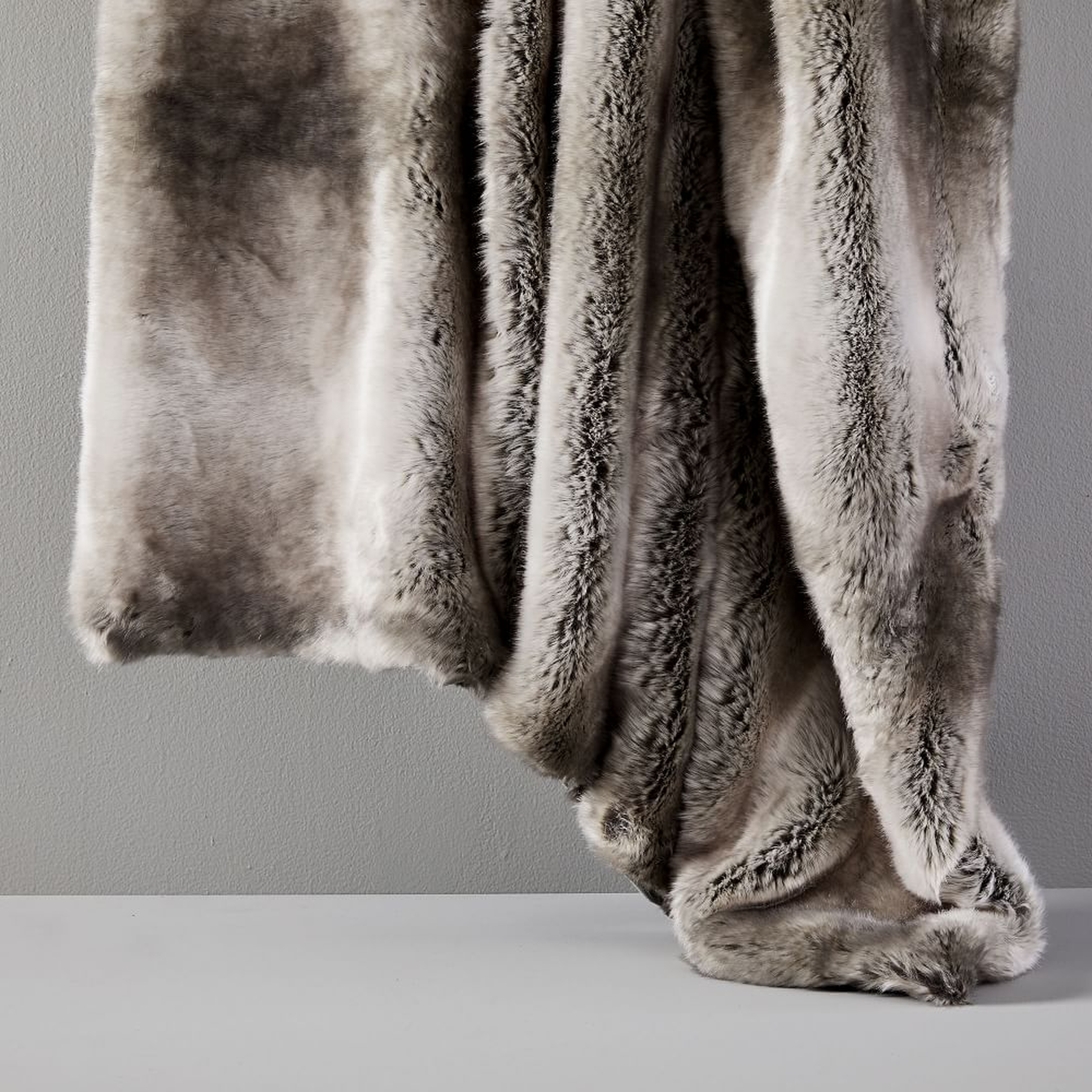 Faux Fur Ombre Throw, 60"x80", Feather Gray - West Elm