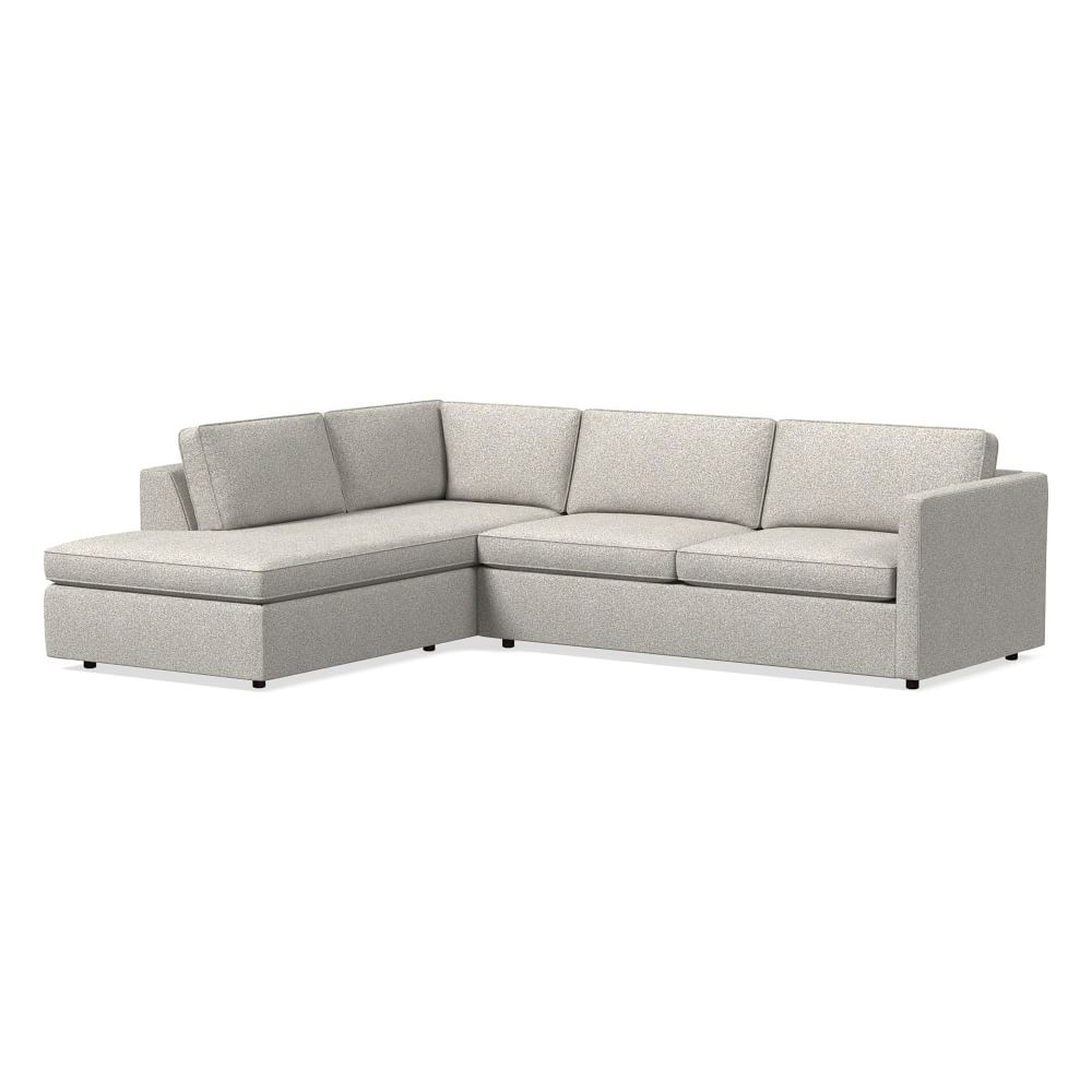 Harris 112" Left Multi-Seat Sleeper Sectional w/ Bumper Chaise, Chenille Tweed, Storm Gray - West Elm