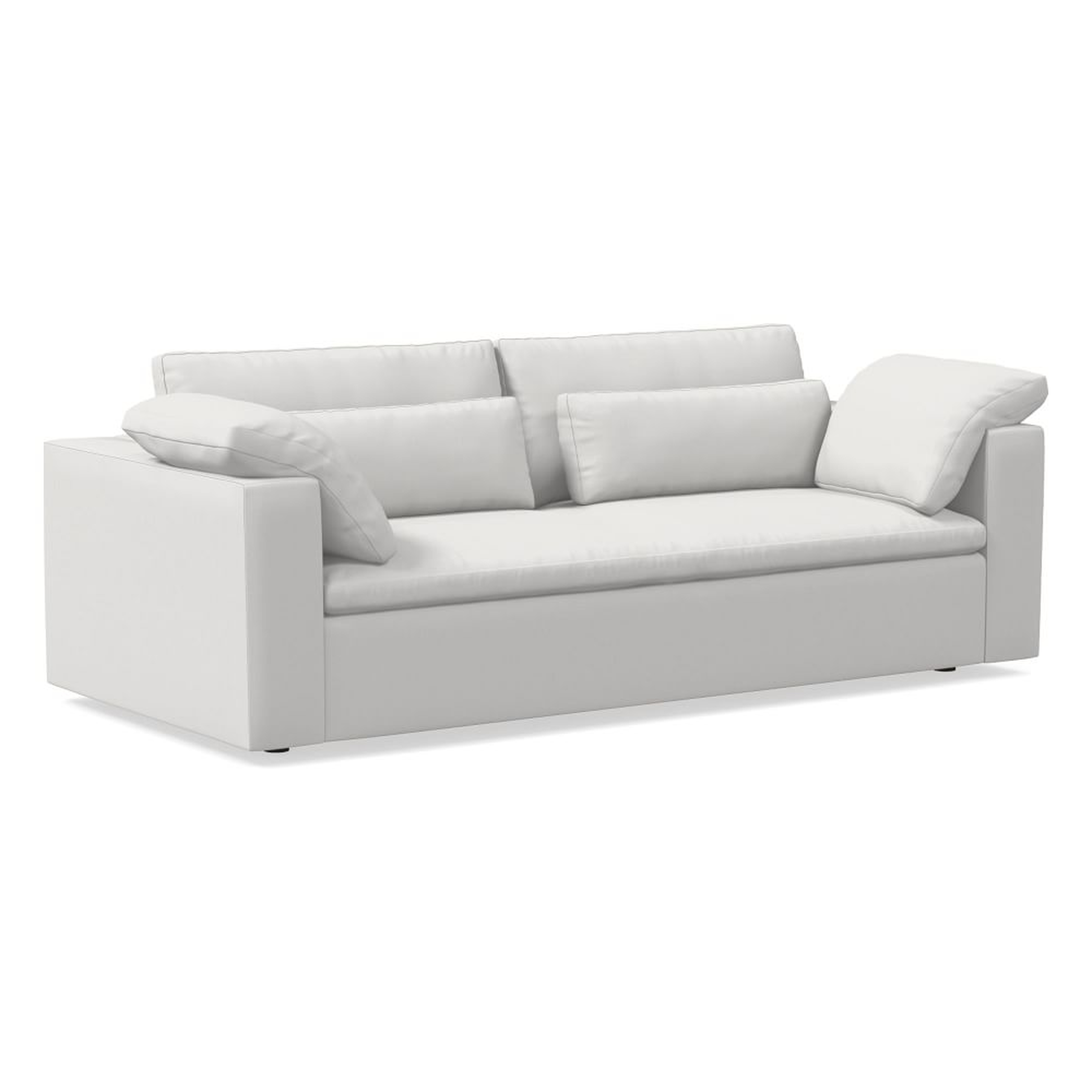 Harmony Modular 92" Bench Cushion Sofa, Standard Depth, Performance Washed Canvas, White - West Elm