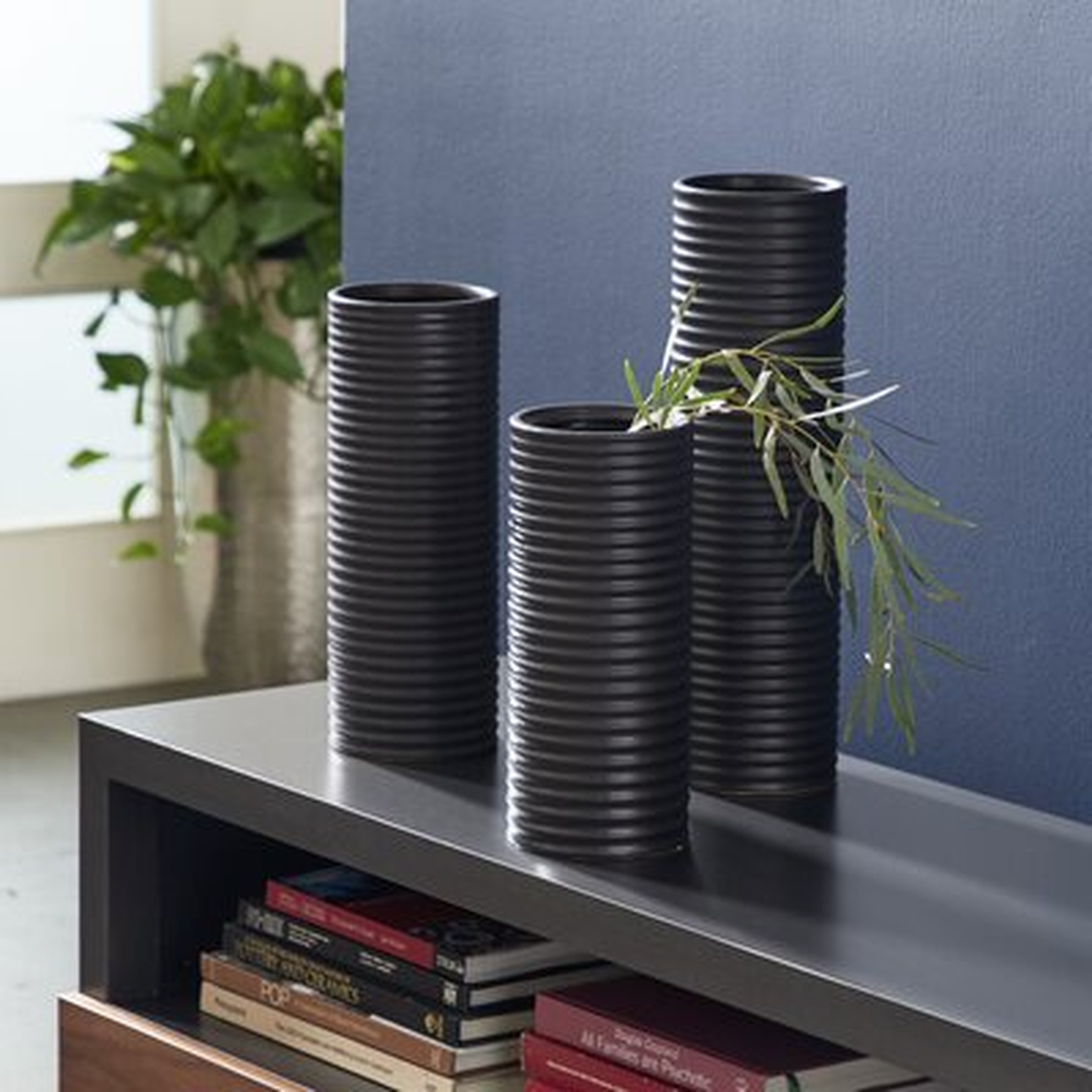 3 Piece Black Ceramic Table Vase Set - Wayfair